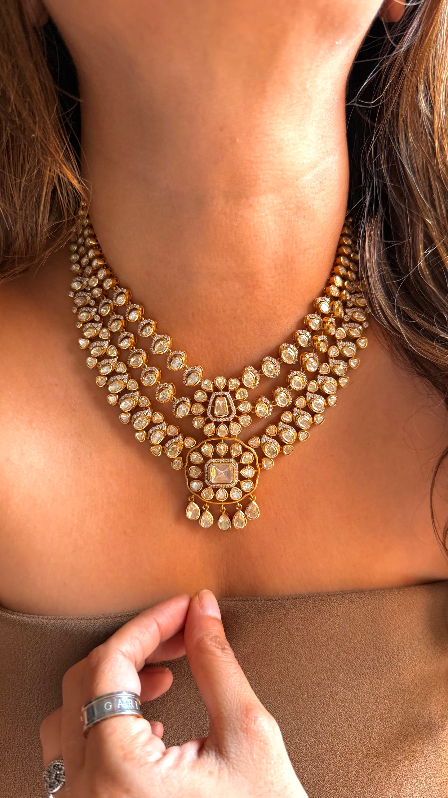 Ria designer bridal Asia LV Polki Necklace
