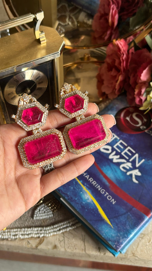 Rani pink Crown danglers