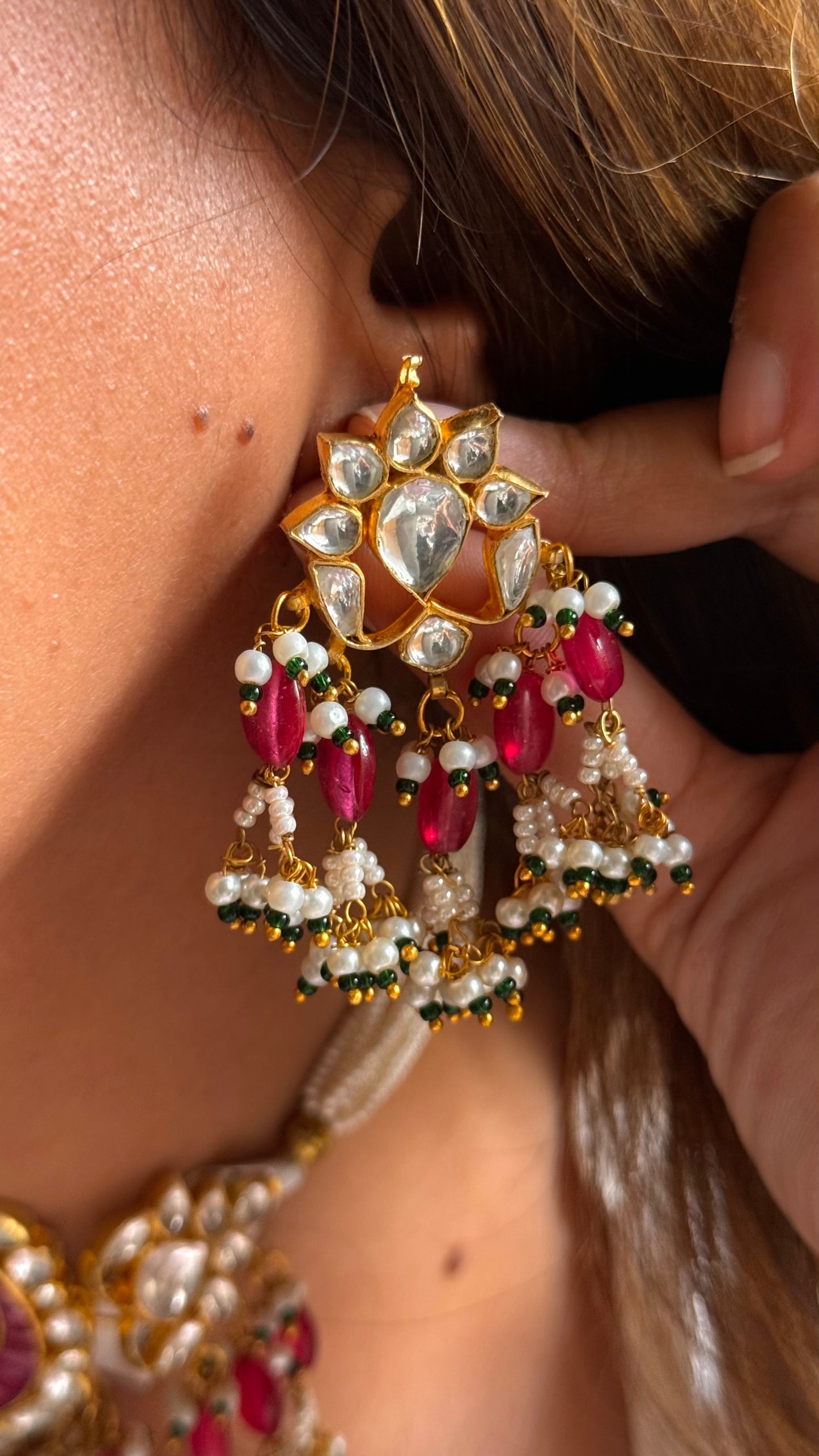 Rani pink paachi kundan choker Necklace