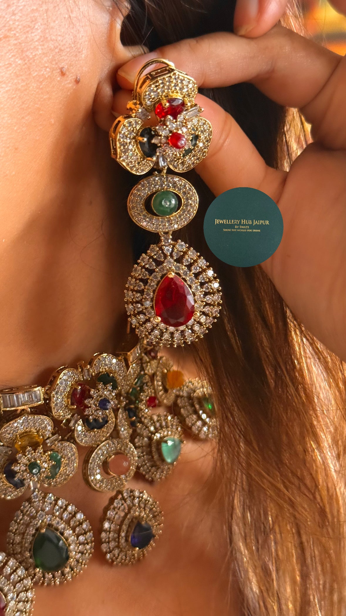 Royal aura Sabhyasachi inspired navratna choker set