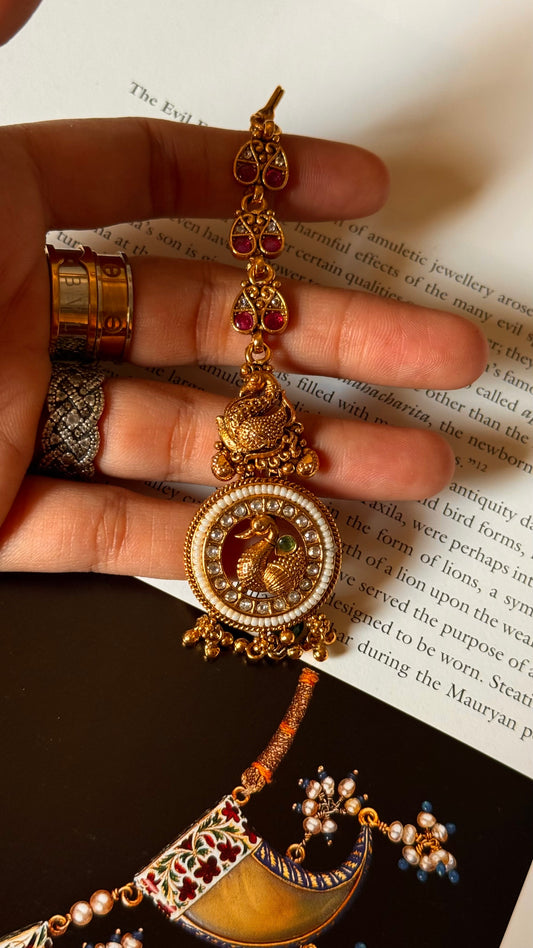 Dull gold maangtikka 2