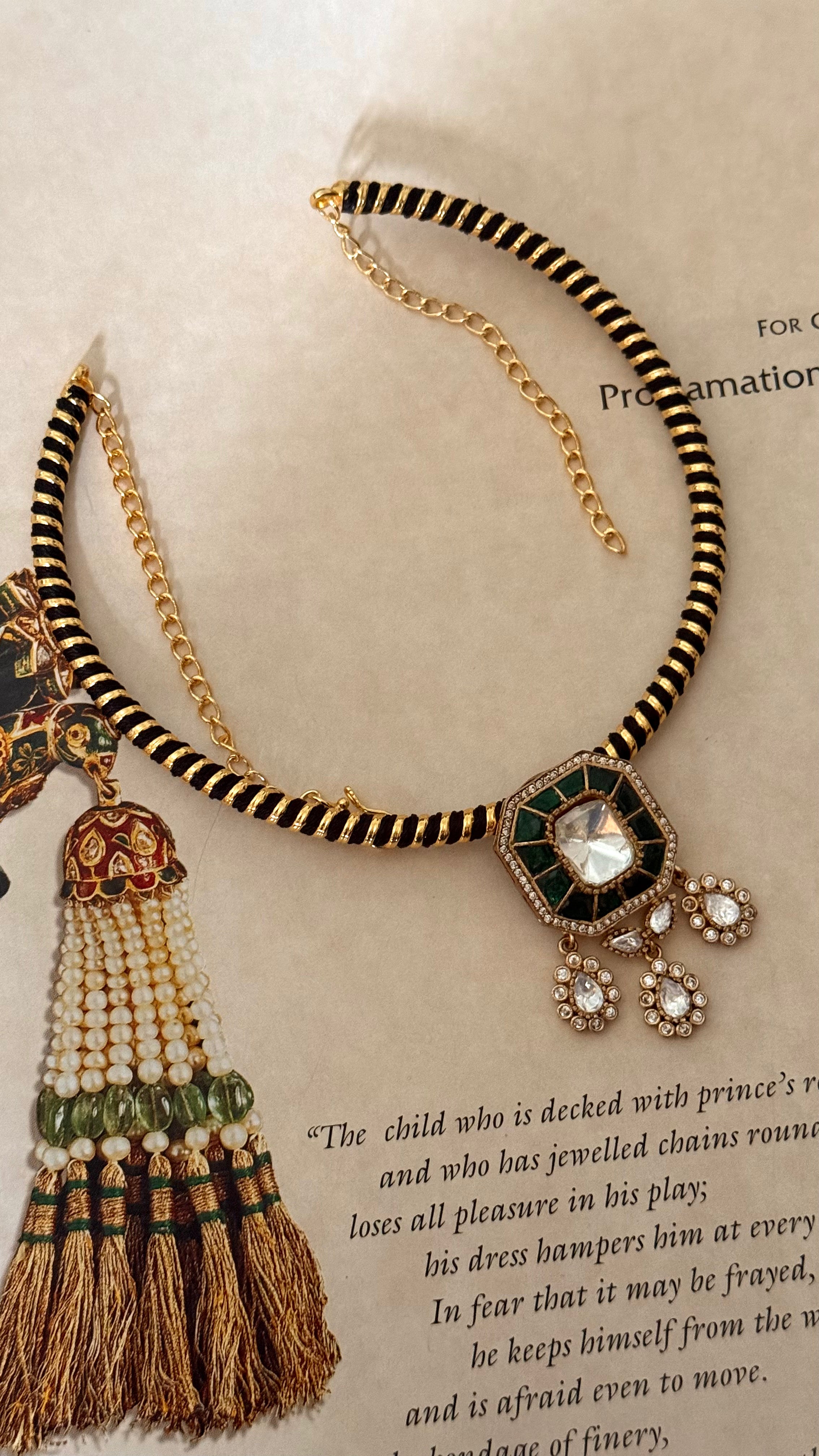 Avani Emerald katdana moissanite polki designer pendant