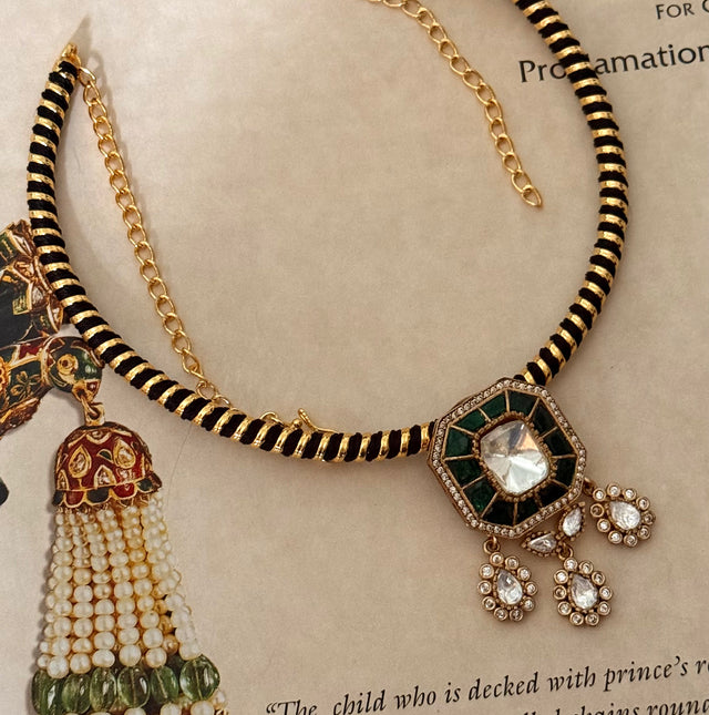 Avani Emerald katdana moissanite polki designer pendant
