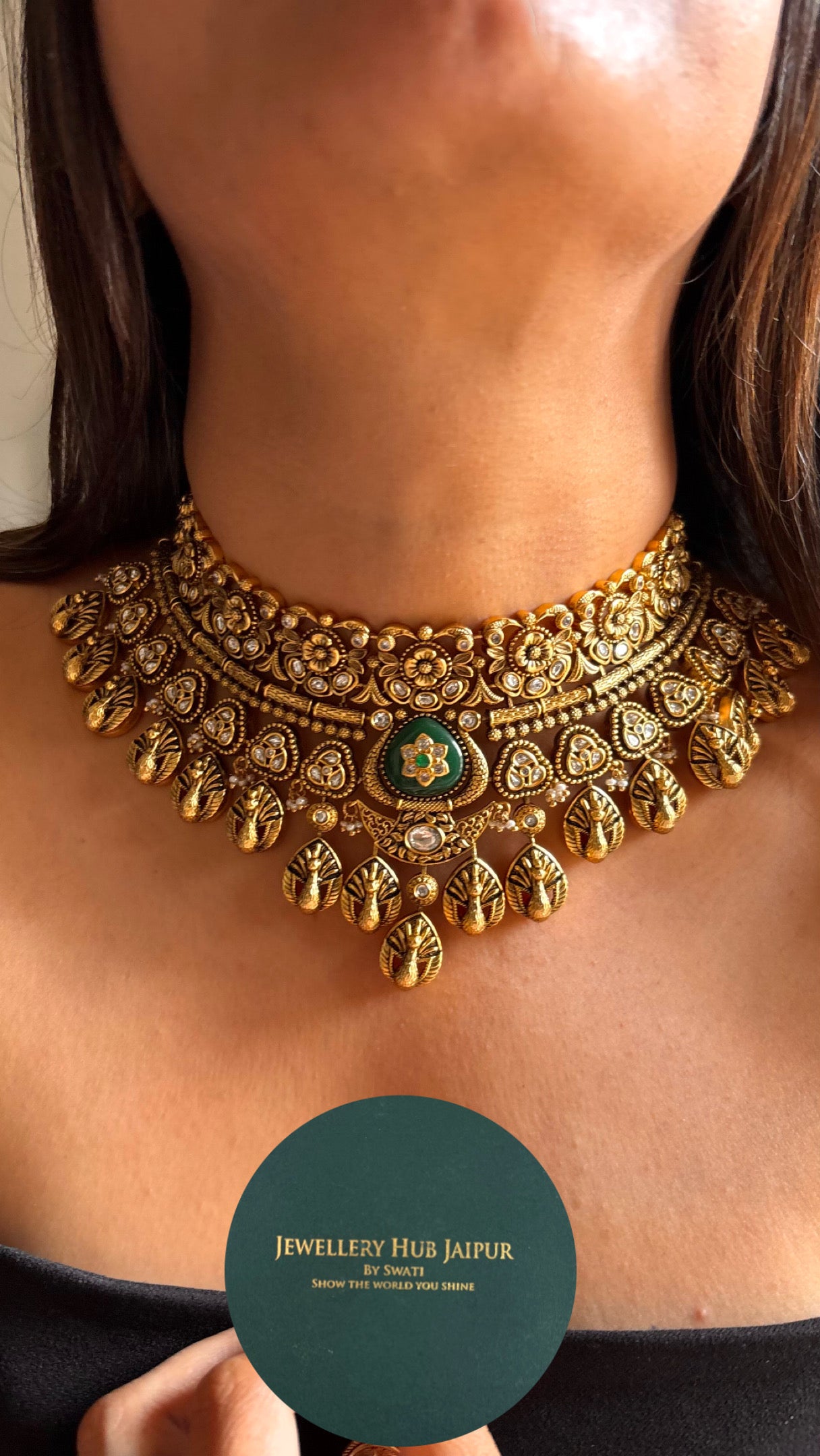 Dark emerald heritage rajwada Necklace