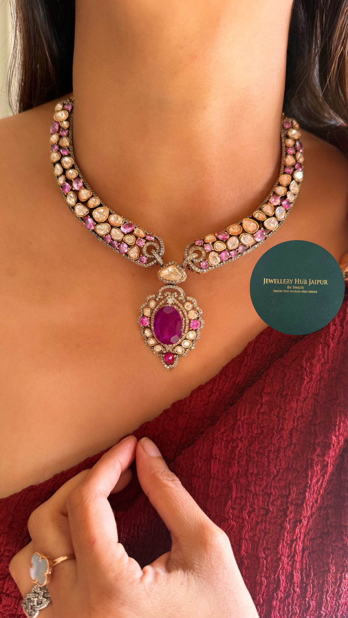 Tanzanite real peel polki necklace