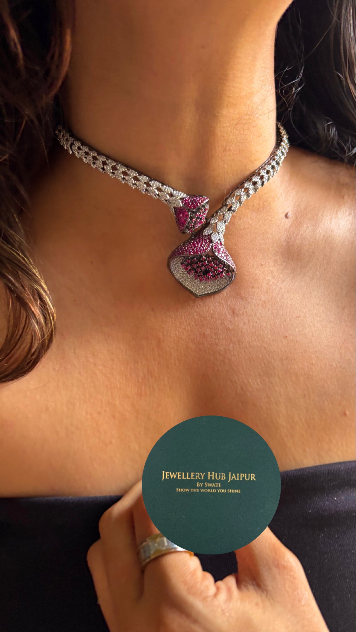 Amythyst rose designer cocktail Necklace