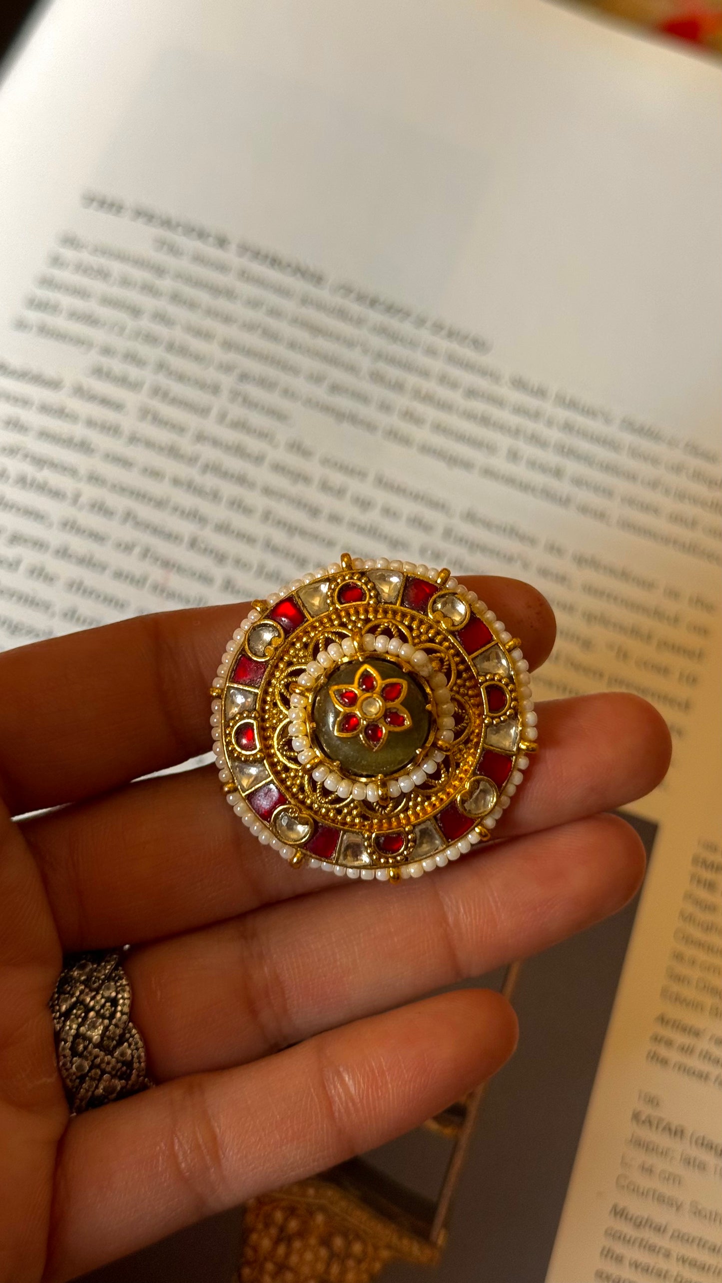 Mint floral inlay rajwada Ring