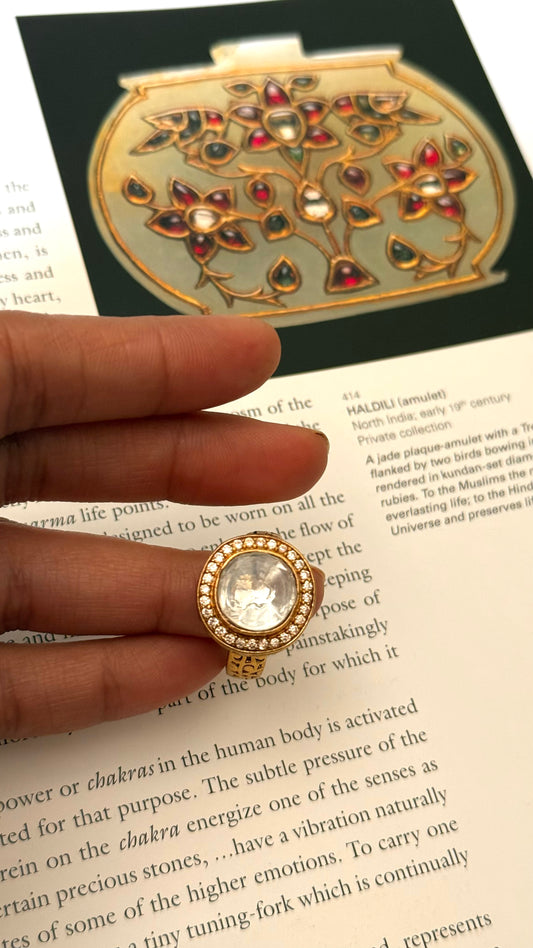 Ring moissanite polki adjustable ring