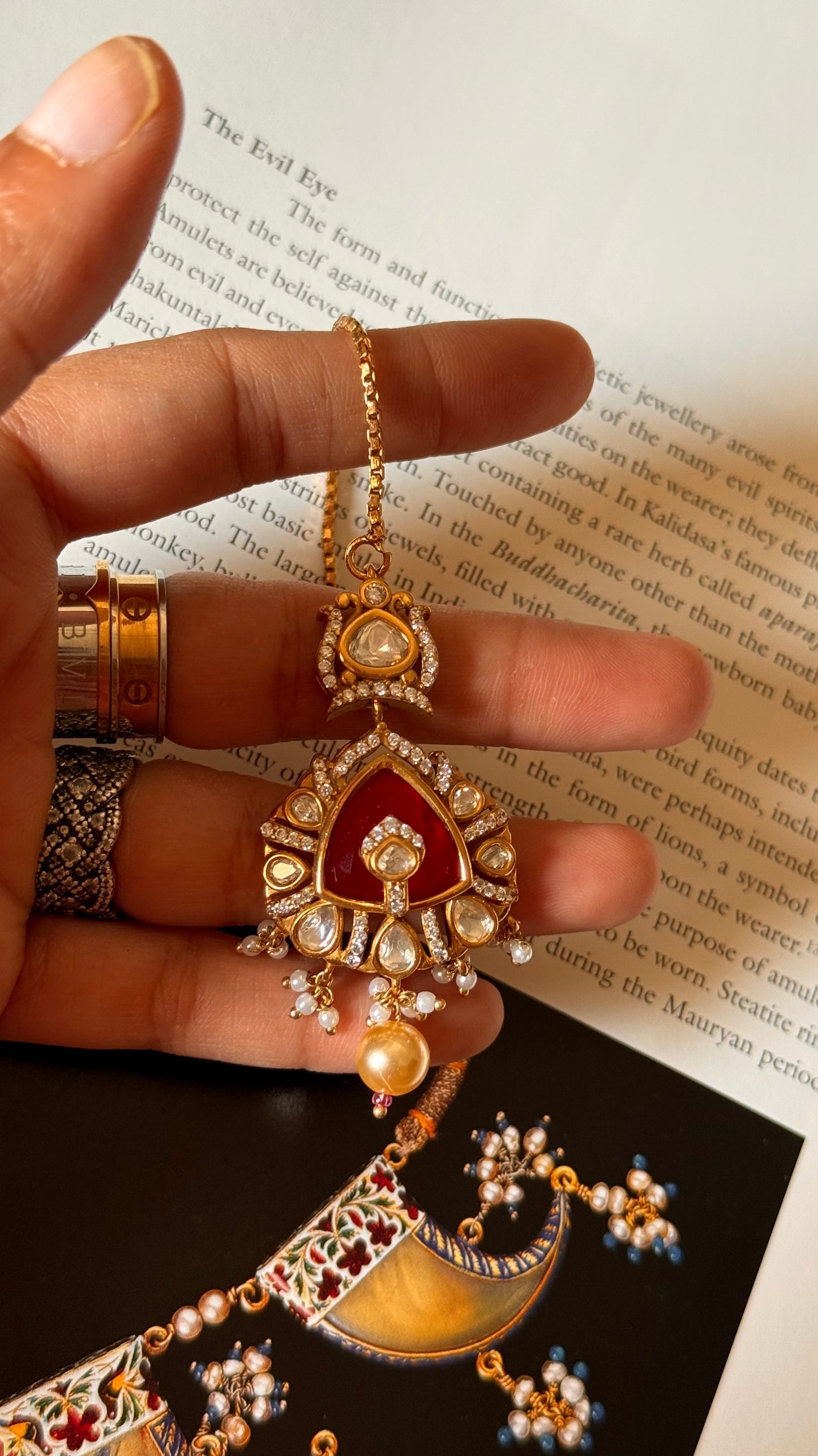 Ruby real Moissanite maangtikka