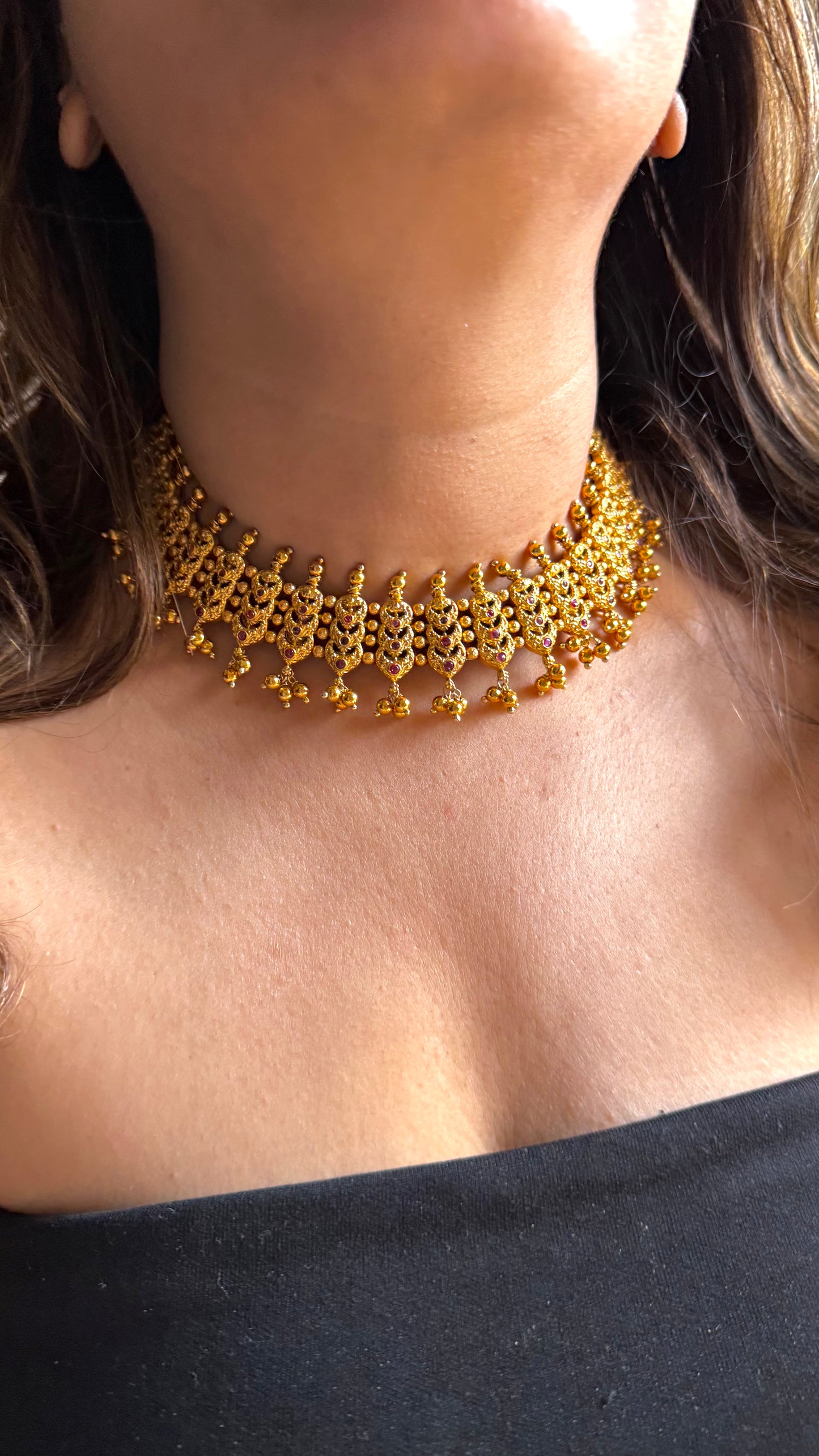 Maharashtra gold leaf Design necklace