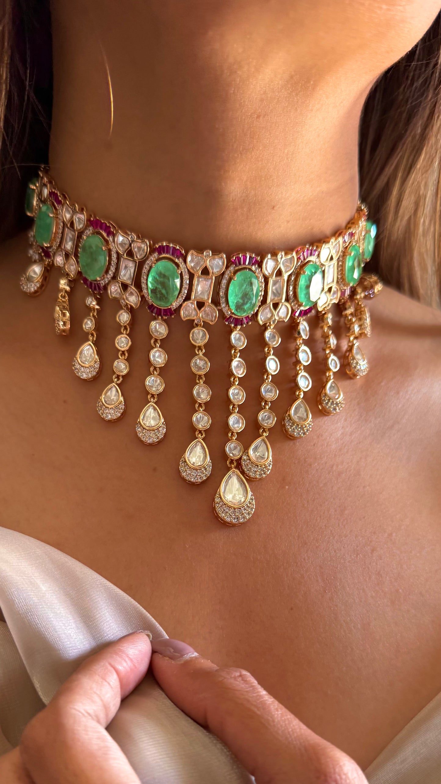 Prithika Choker mint necklace with earrings