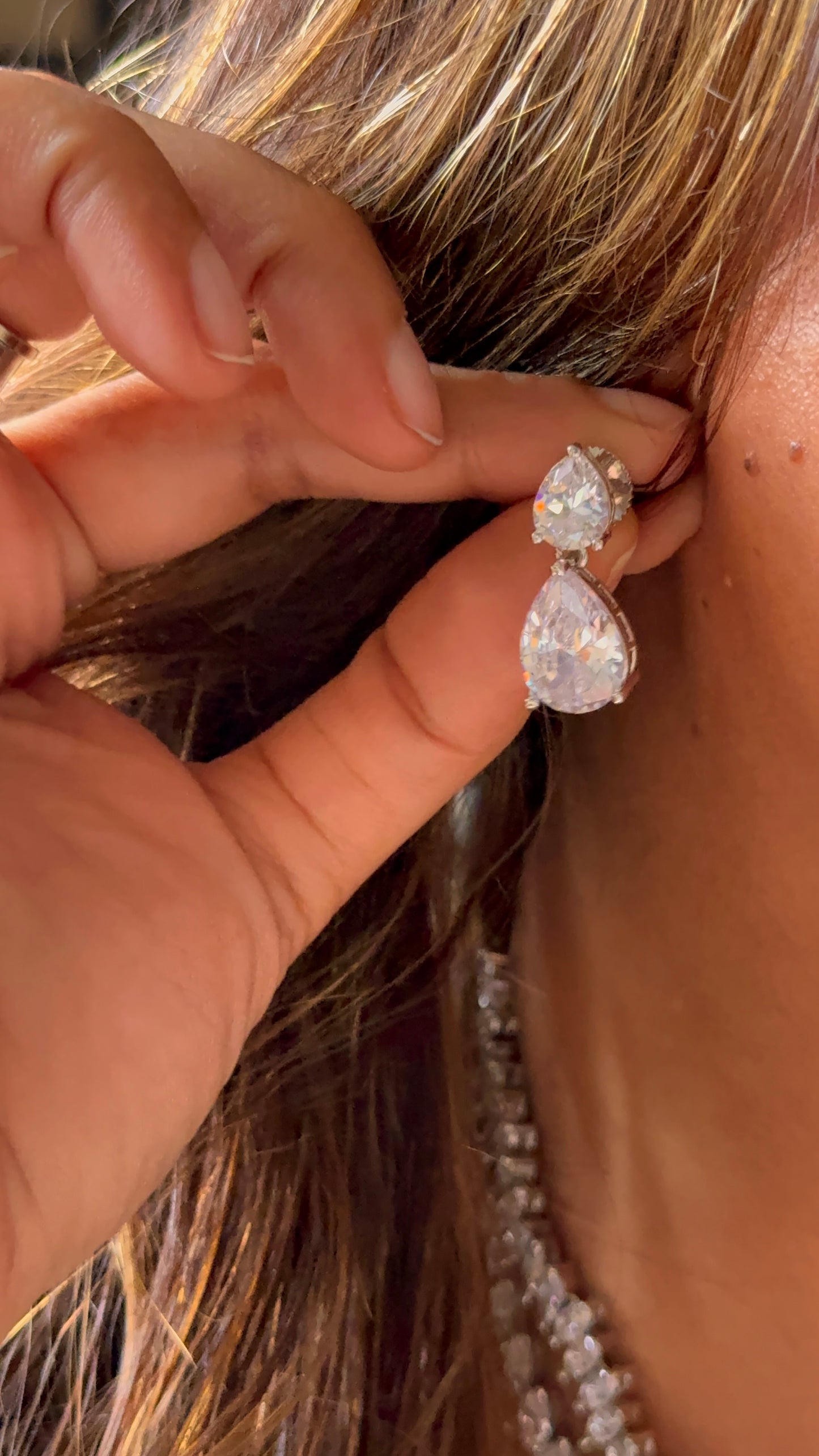Dual line cz diamond necklace