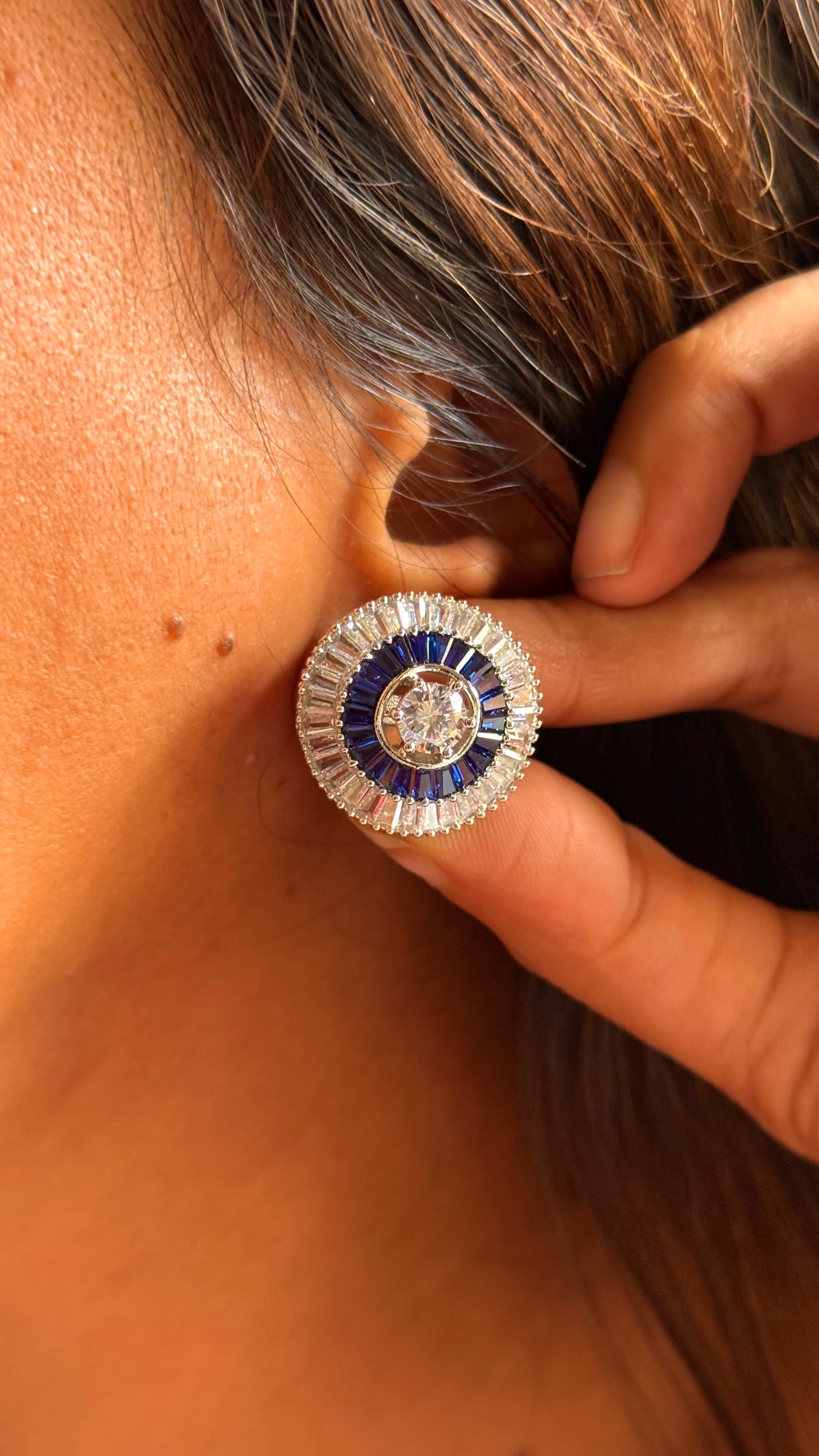 Sapphire diamond studs