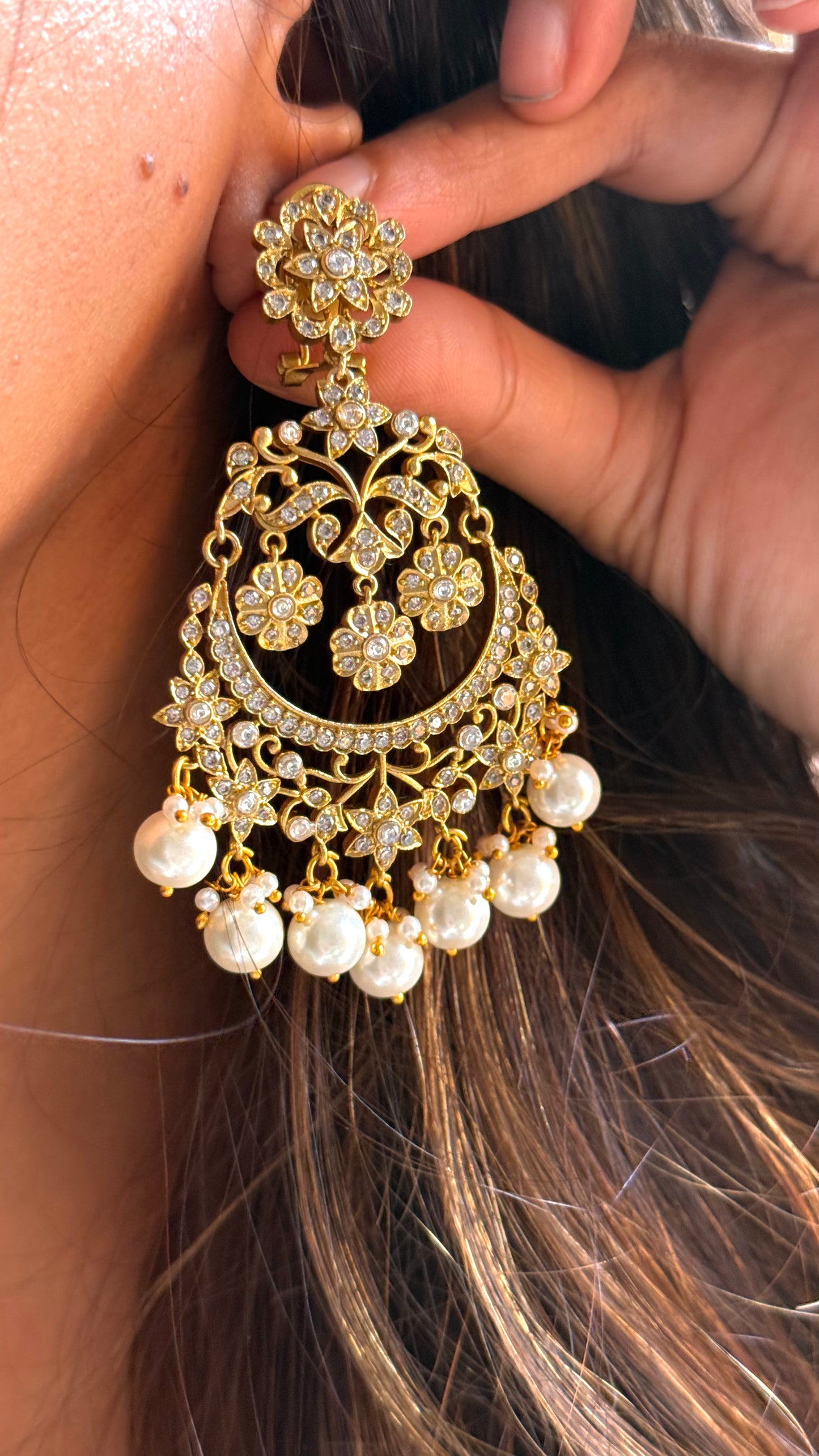 Jadau heritage floral chandbali