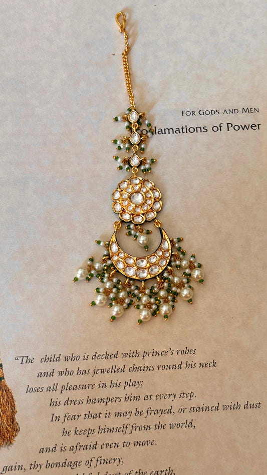 Emerald meeenakari floral Chandbali maagtika