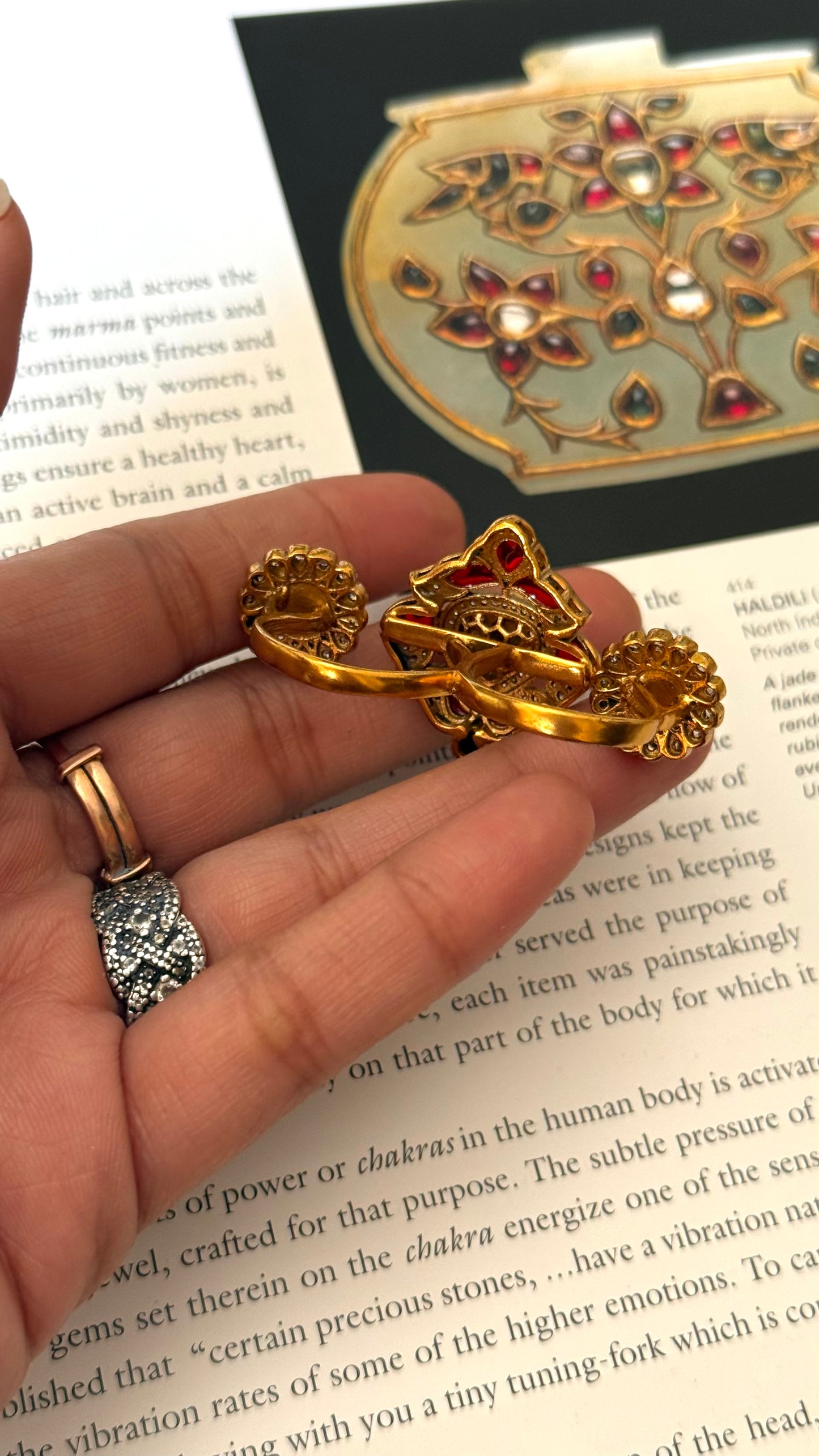 Ring double finger ruby adjustable