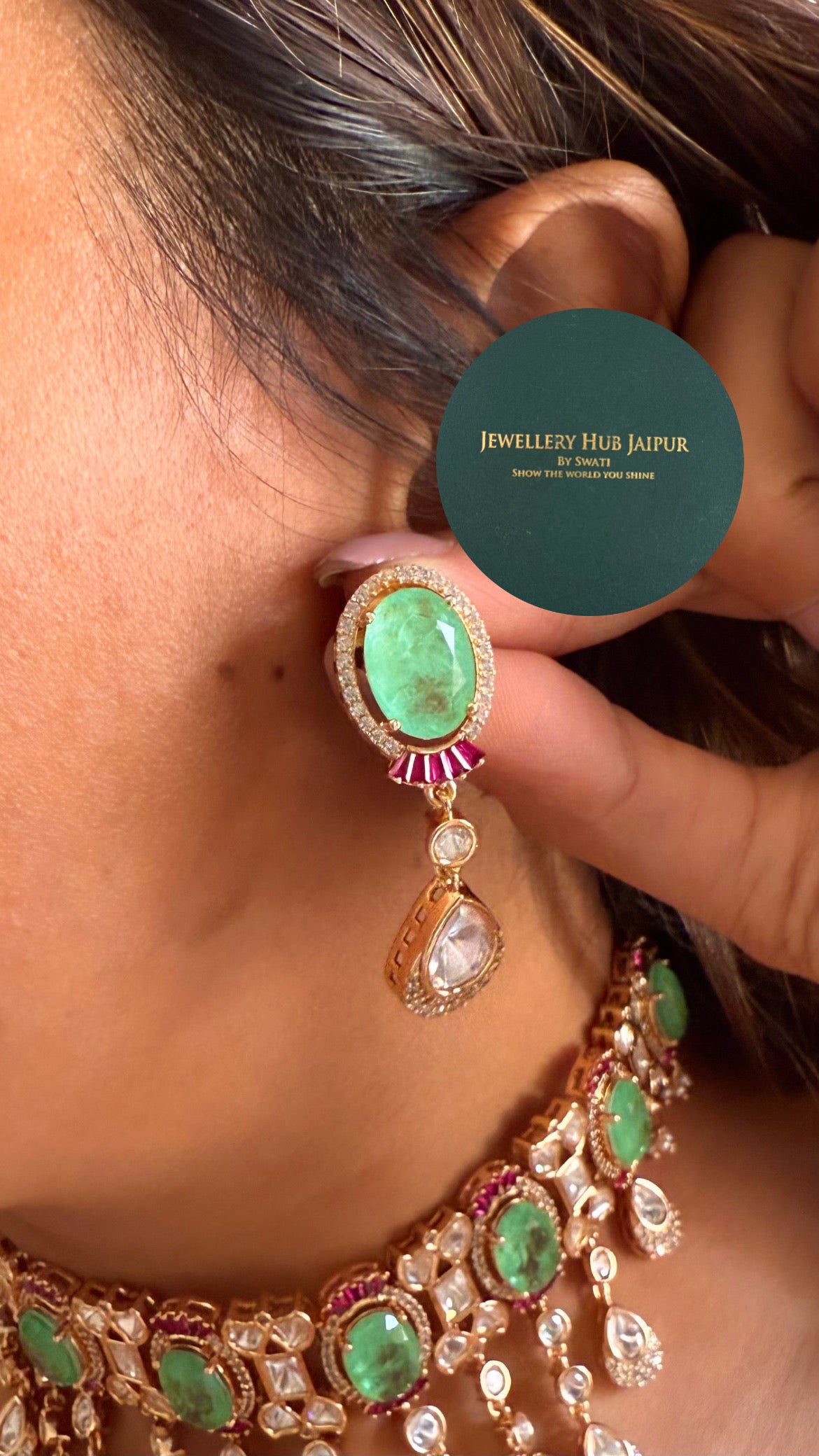 Prithika Choker mint necklace with earrings