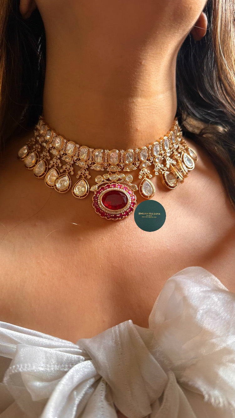 Ruby doublet with Rani pink choker set