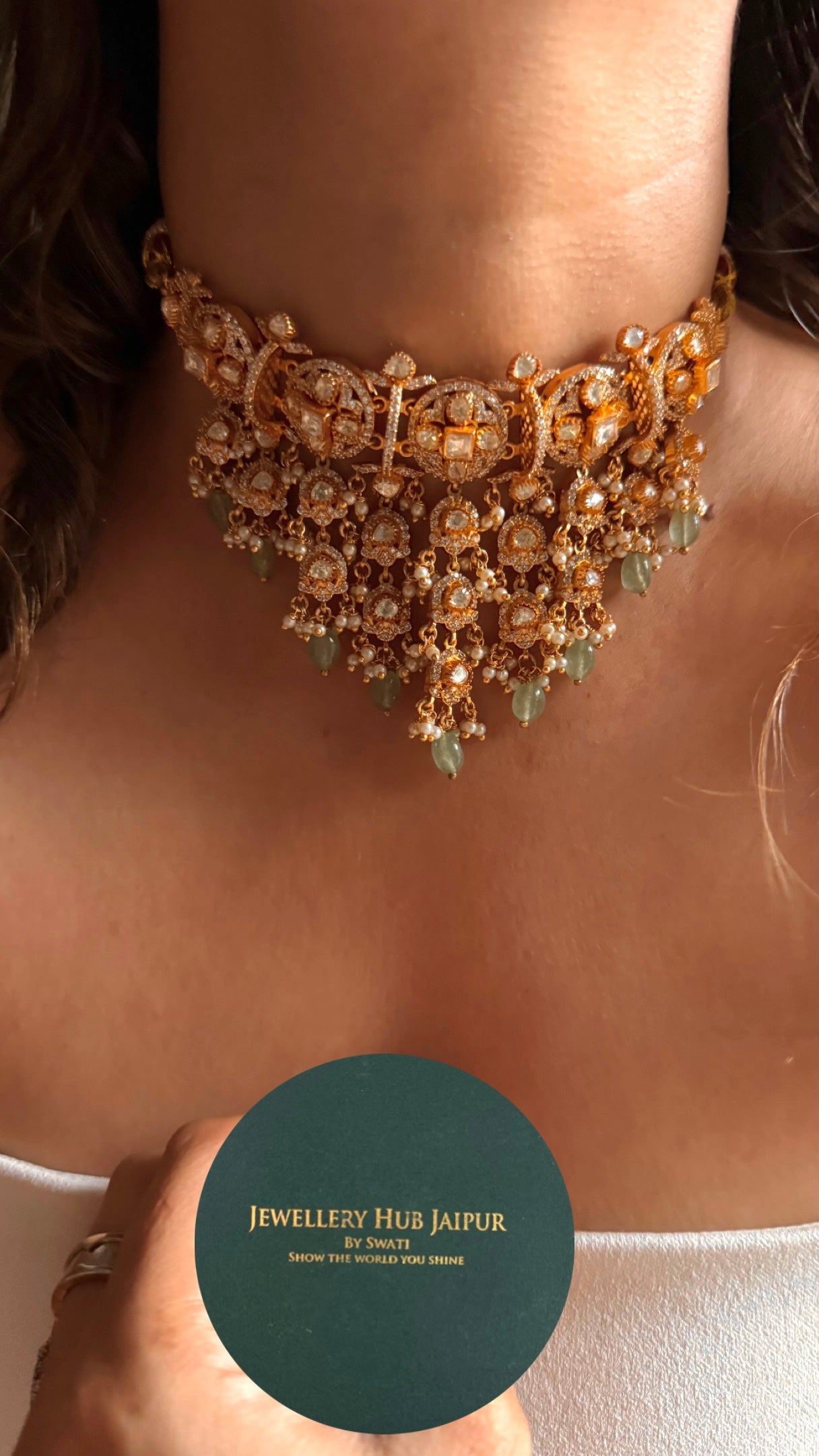 Real moissanite jhalar designer necklace