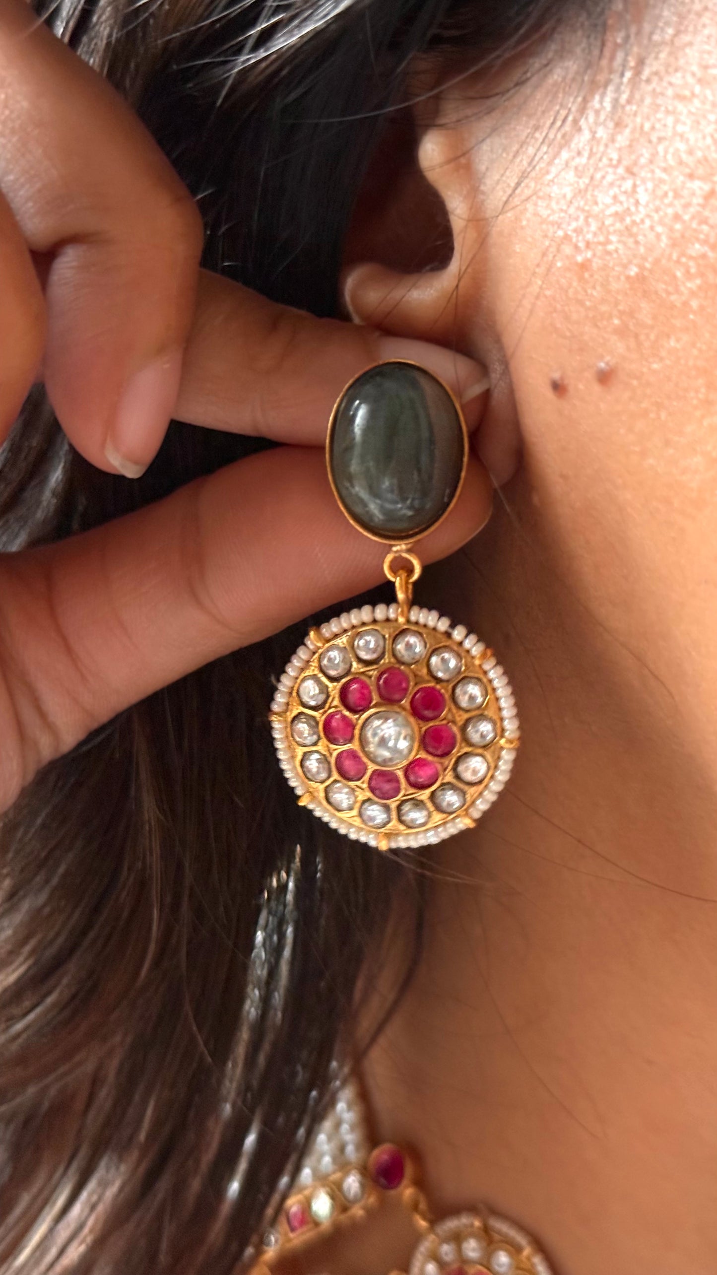 Rani pink with granite Amrapali collar necklace