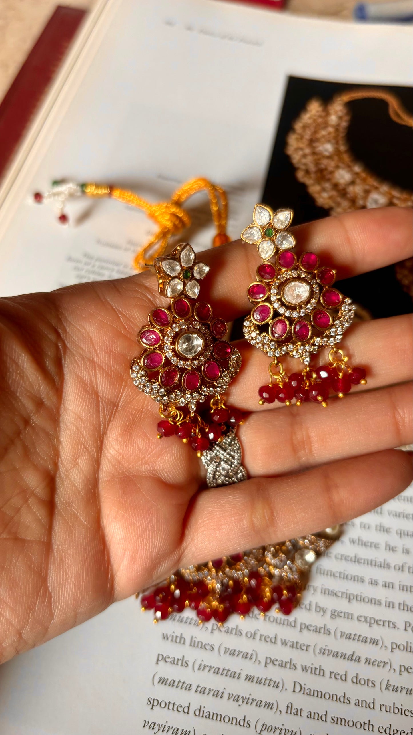 Morvya Ruby peacock thread choker