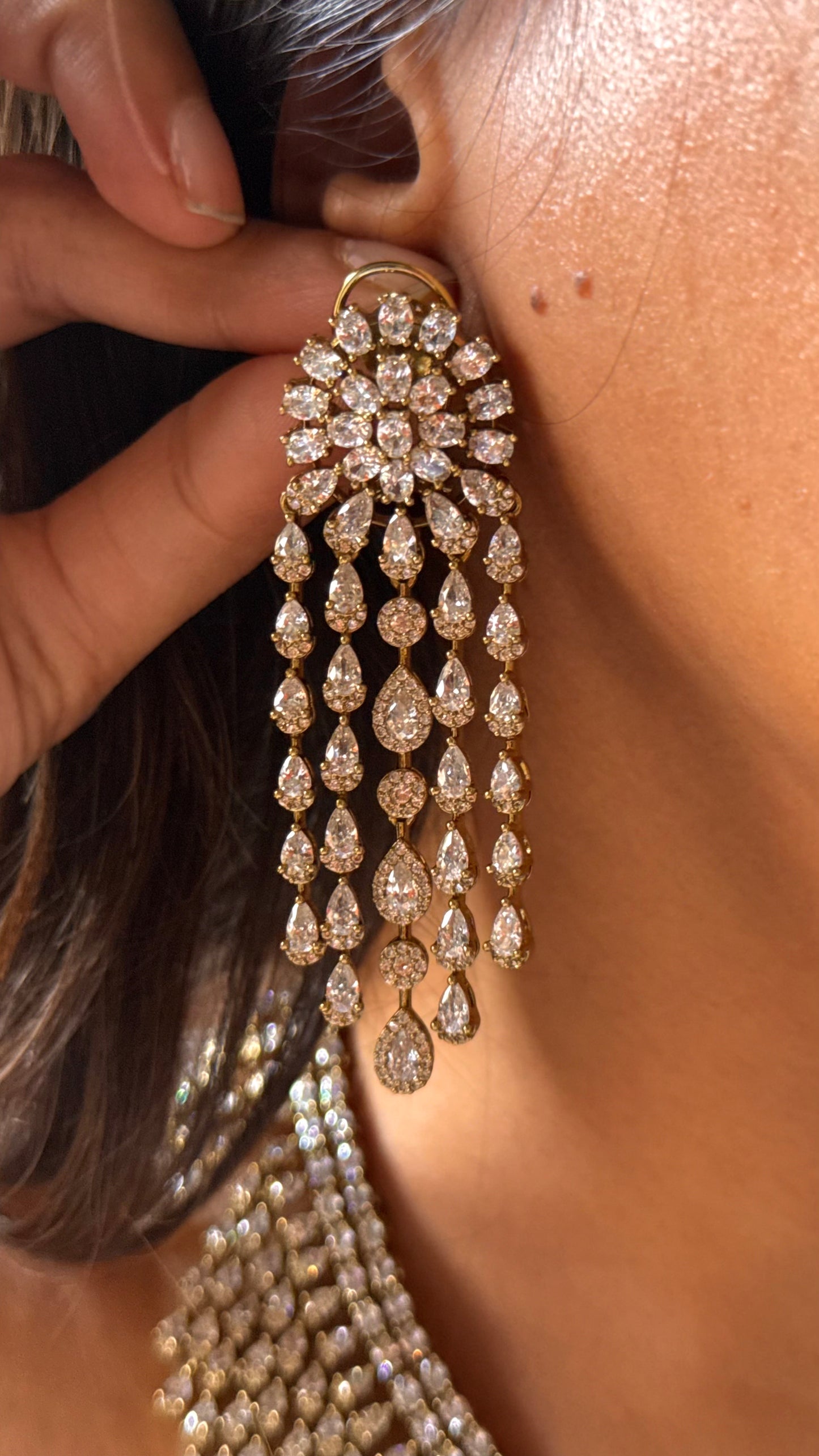 Cz diamond doublets Victorian designer collar necklace