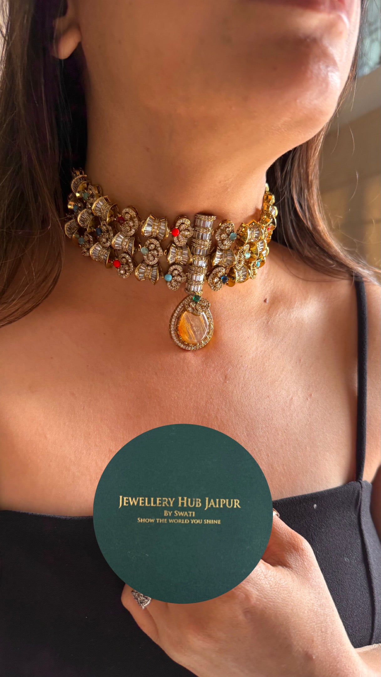 Sabyasachi inspired cocktail necklace (Peach)