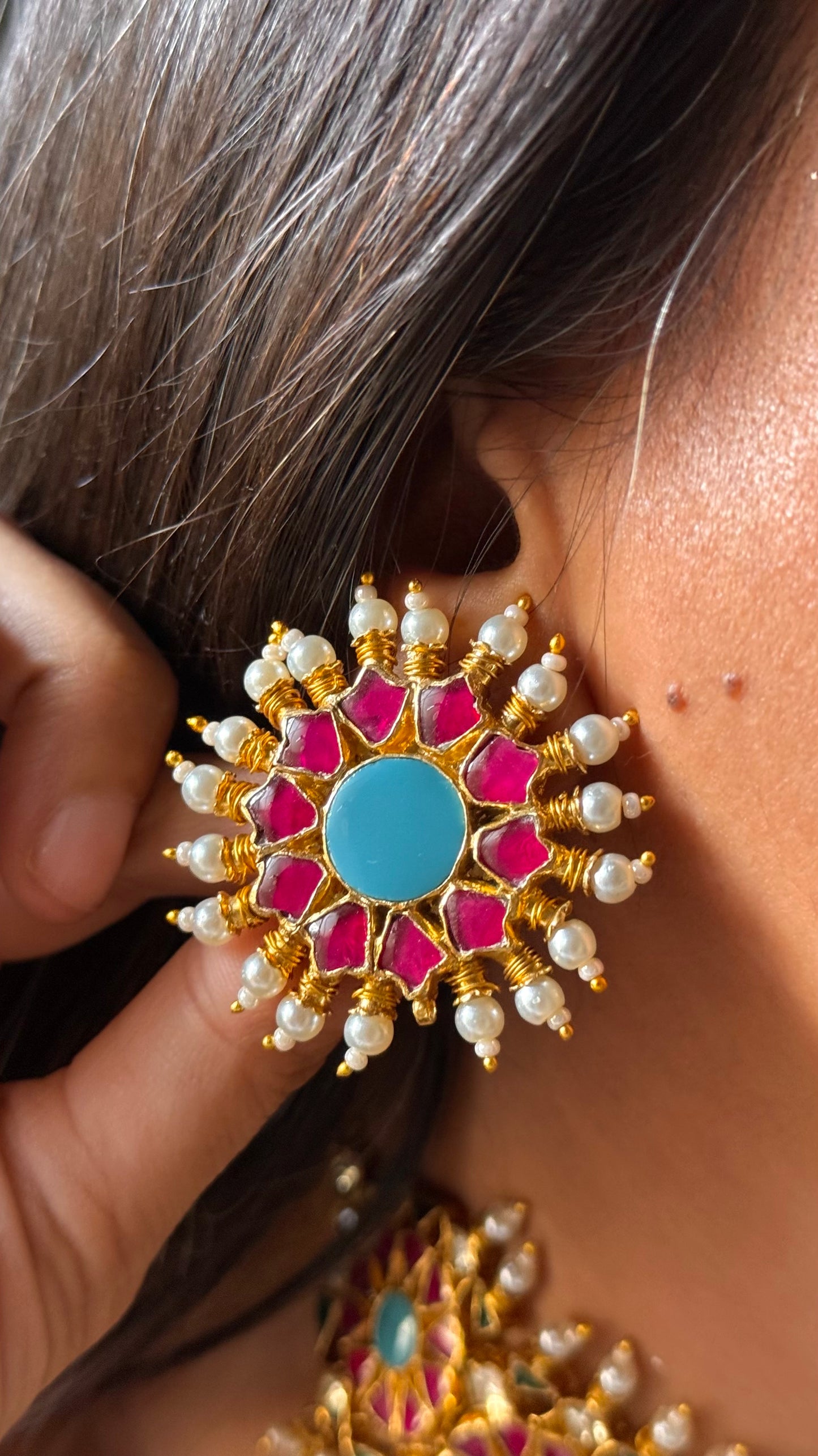 Firoza in ruby floral paachi kundan handmade choker