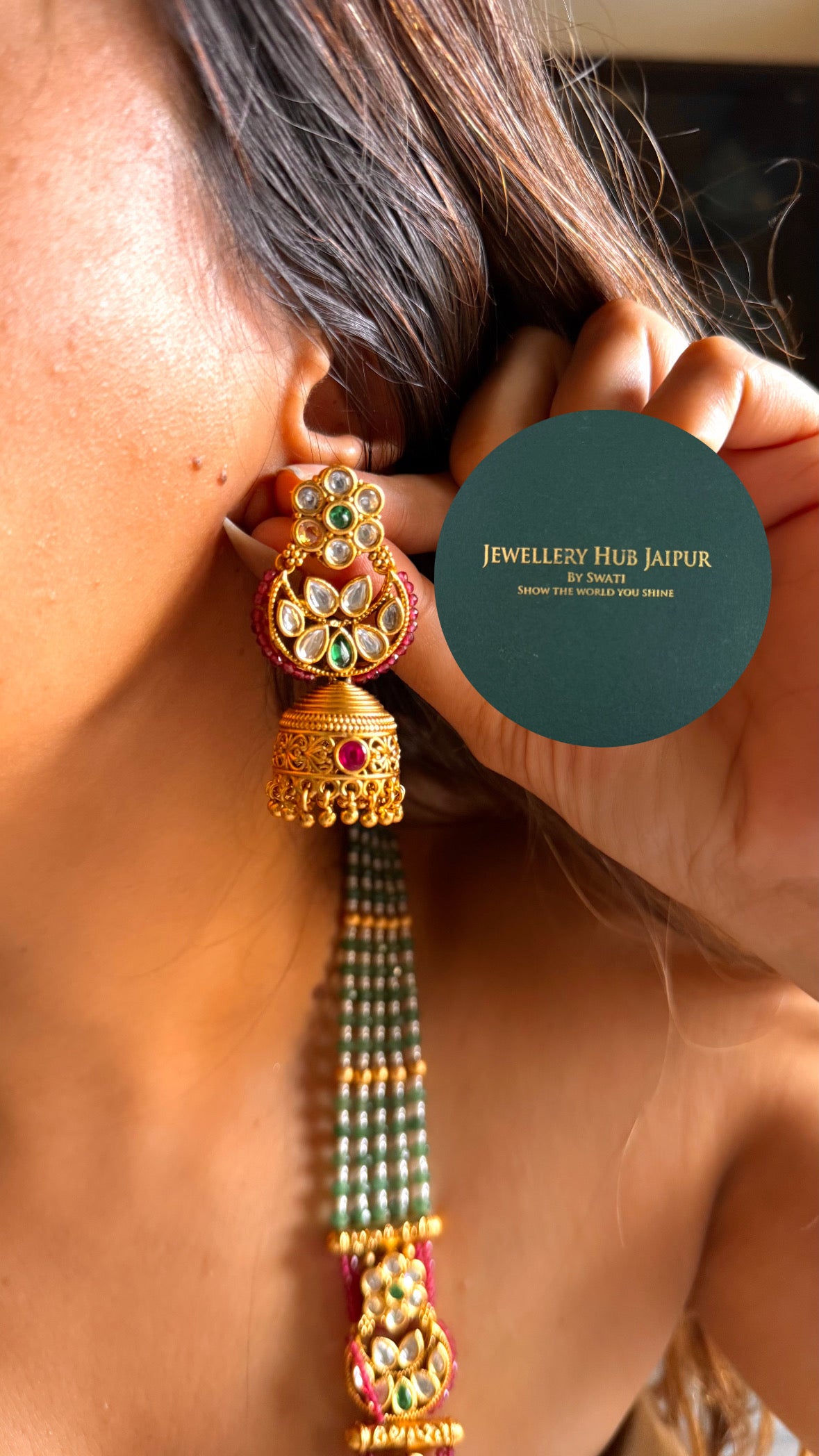 Mint, emerald & rani pink floral rajwada maharani set
