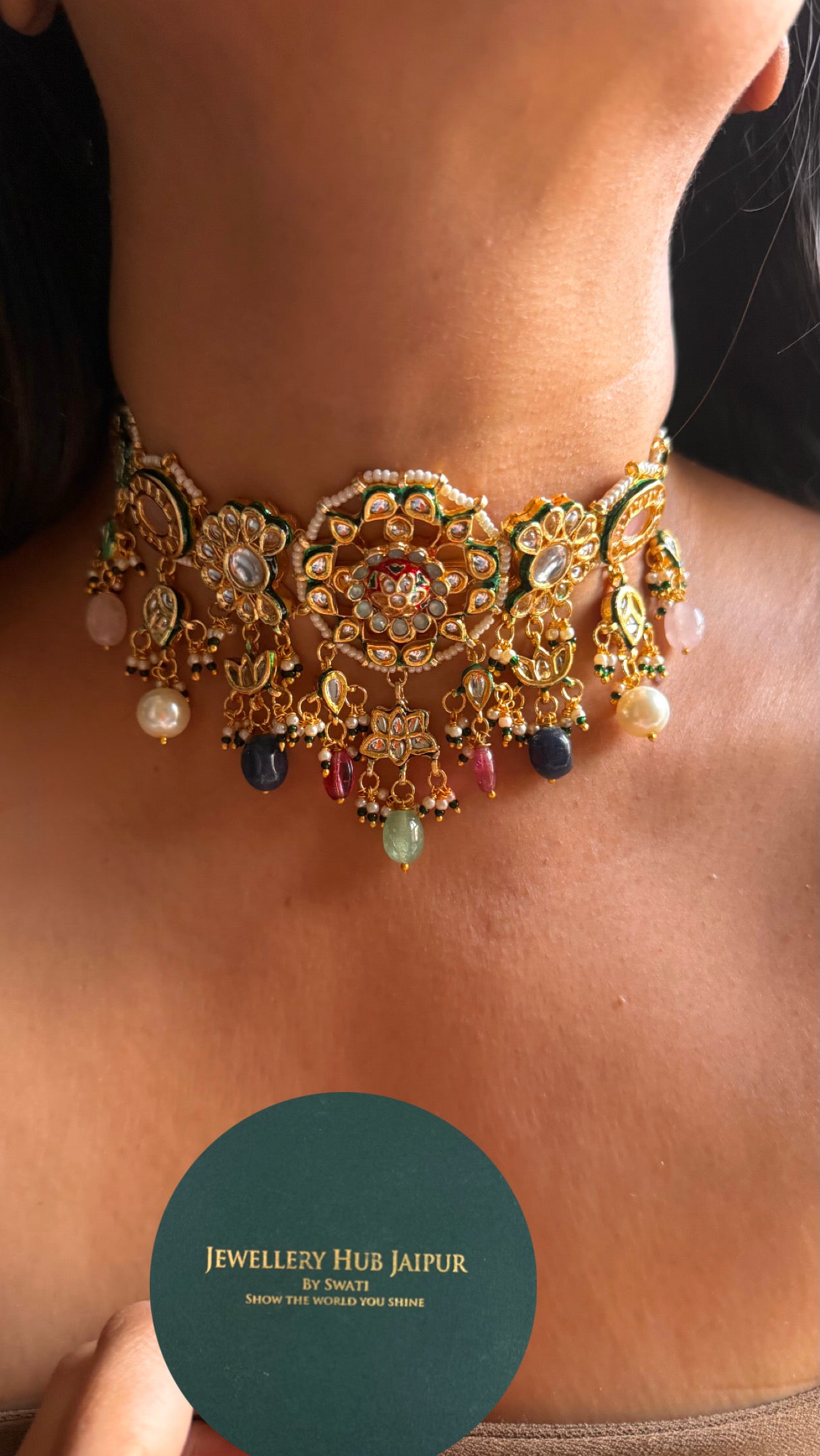 Multi coloured meenakari kundan Necklace