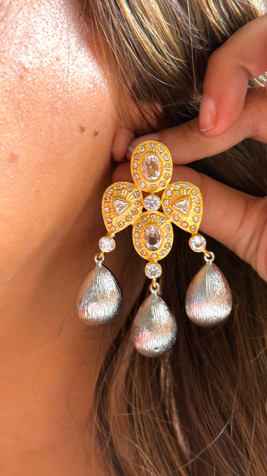 24kt Dubai Gold inspired Danglers with triple almond