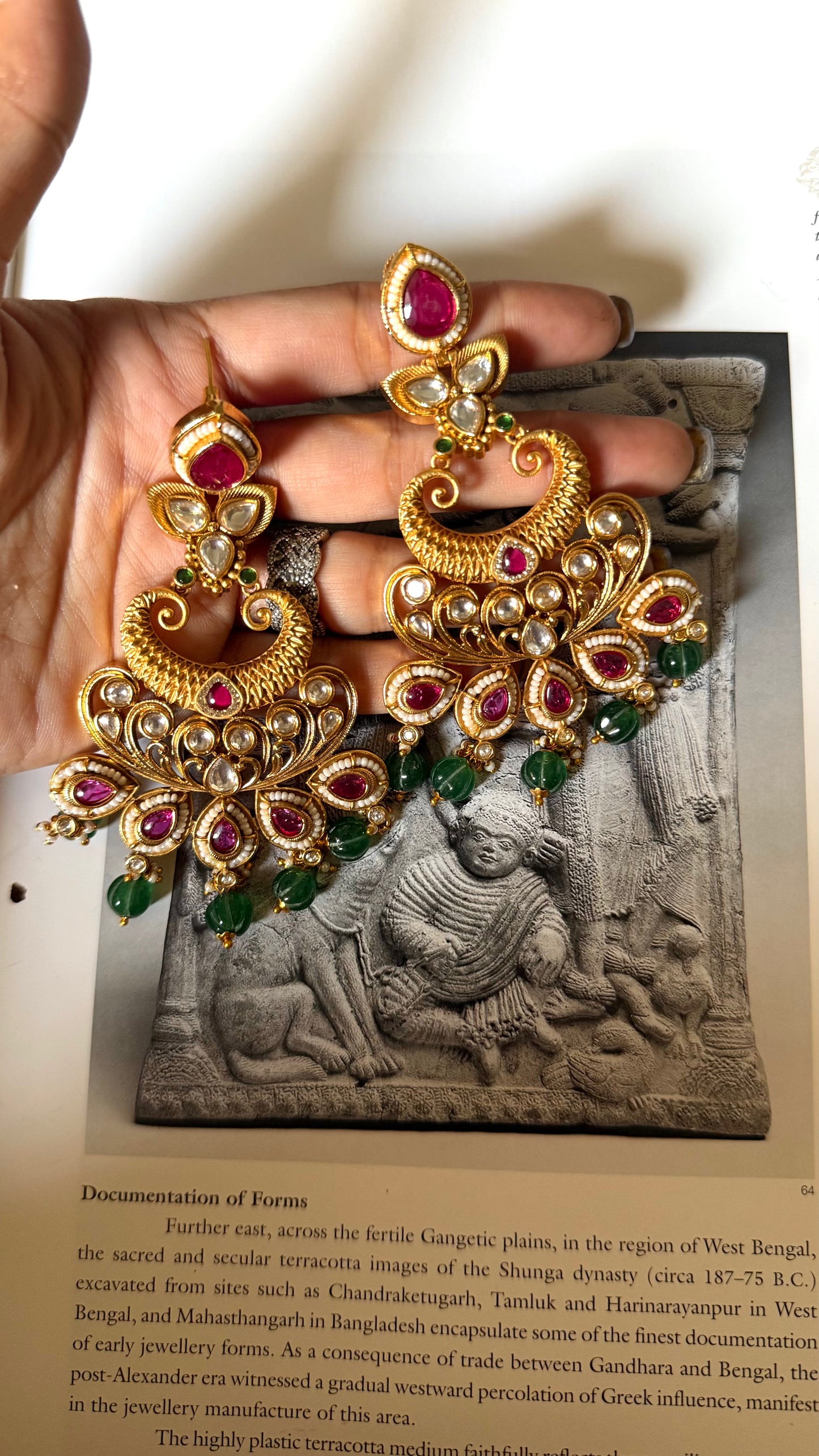 Rani pink golden rajwada designed earrings