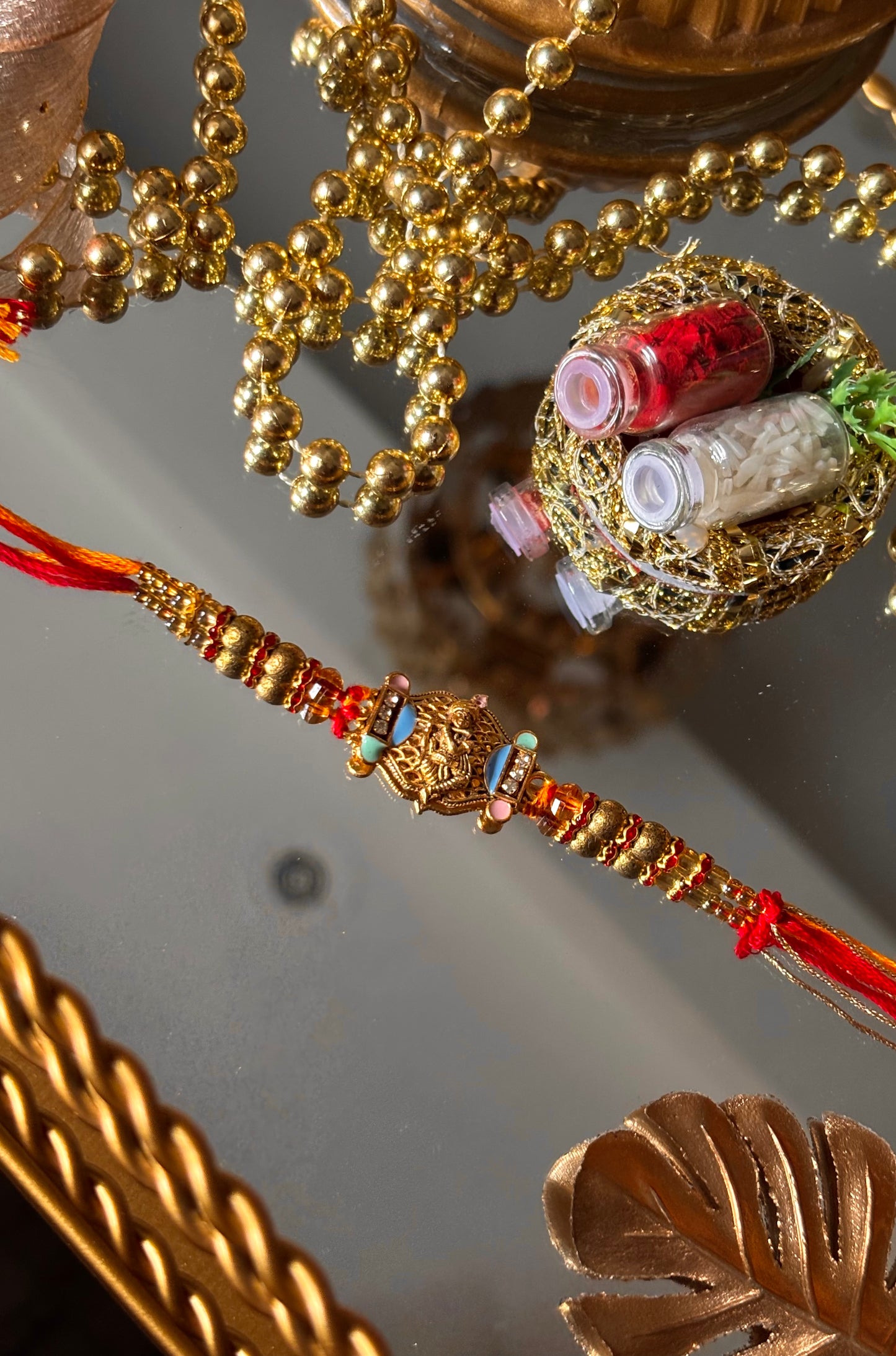 Lord Krishna inspired heritage rakhi ( shipping will be extra )