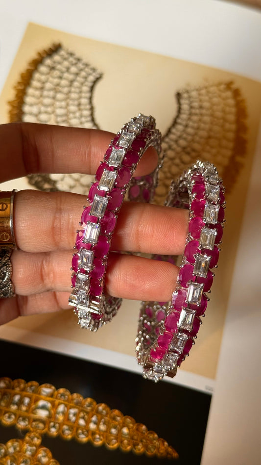 Ruby triple line diamond bangles