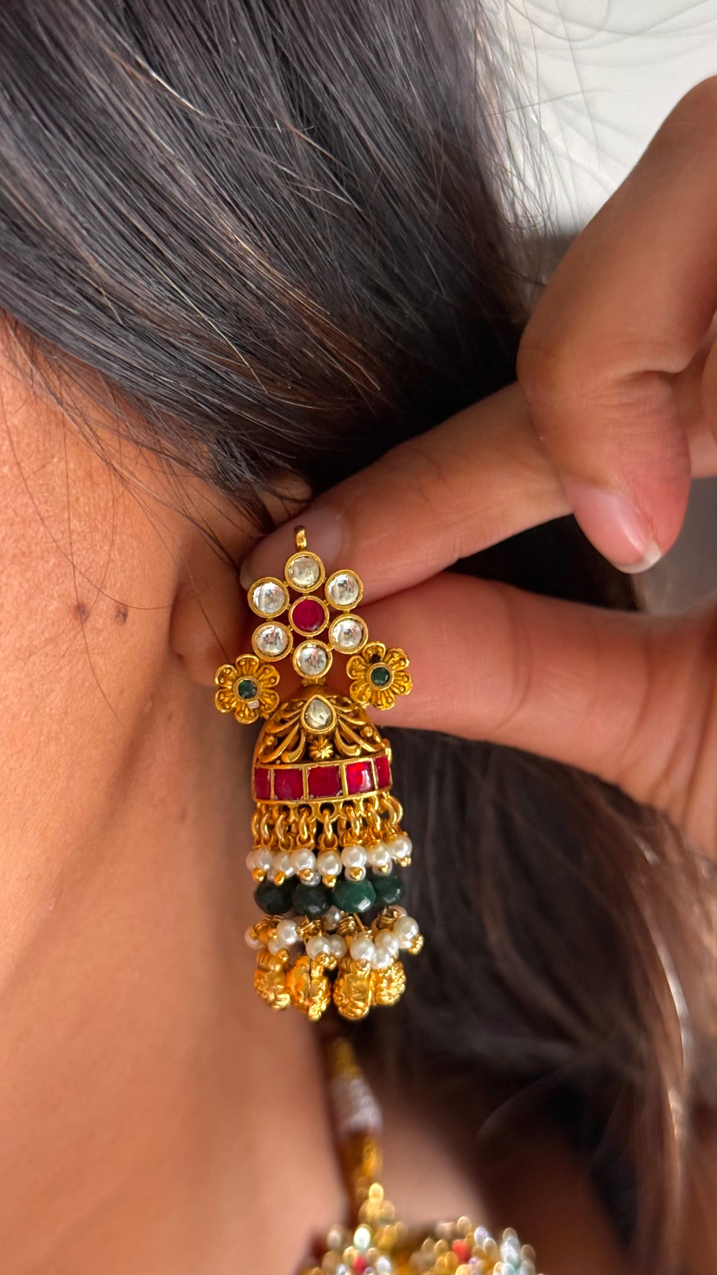 Heritage Rajwadi floral gold beads collar necklace