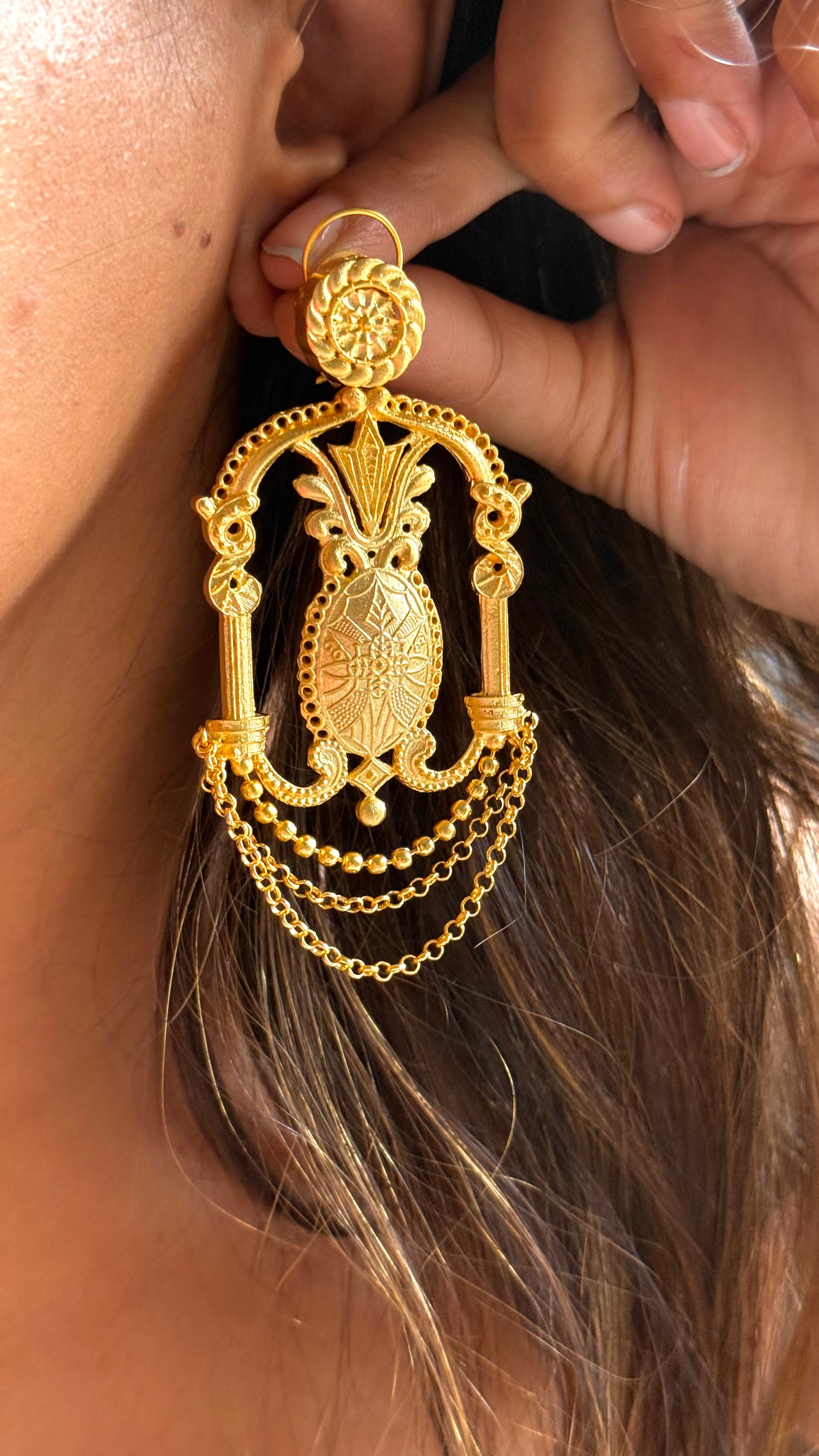 24kt Dubai Gold inspired Massaba Danglers