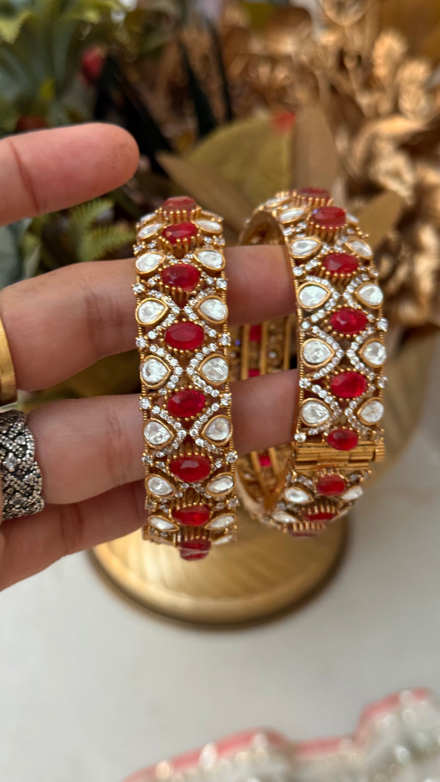 Ruby Moissanite Victorian Bangles