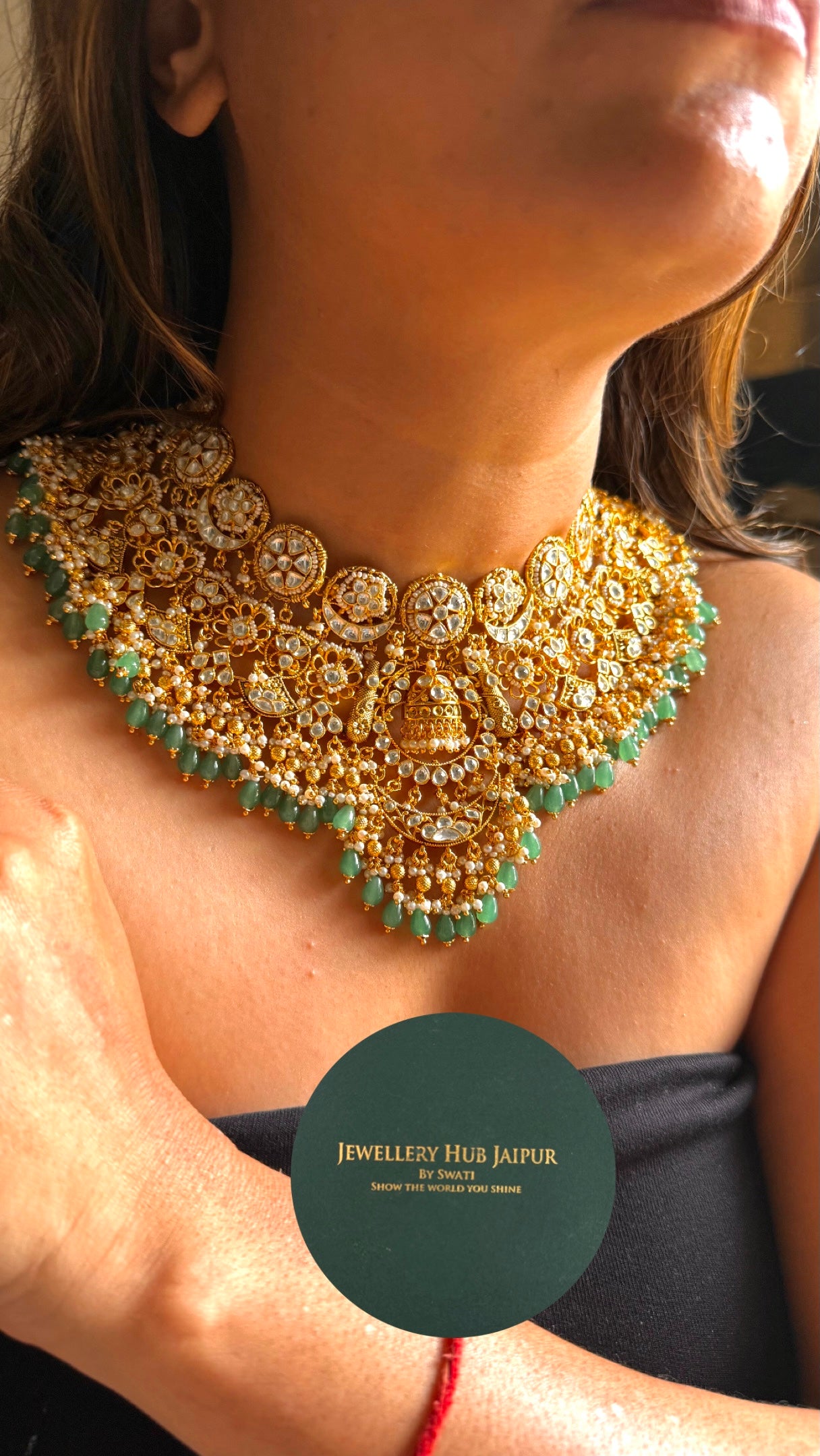 Heritage jadau handmade bridal Asia Necklace