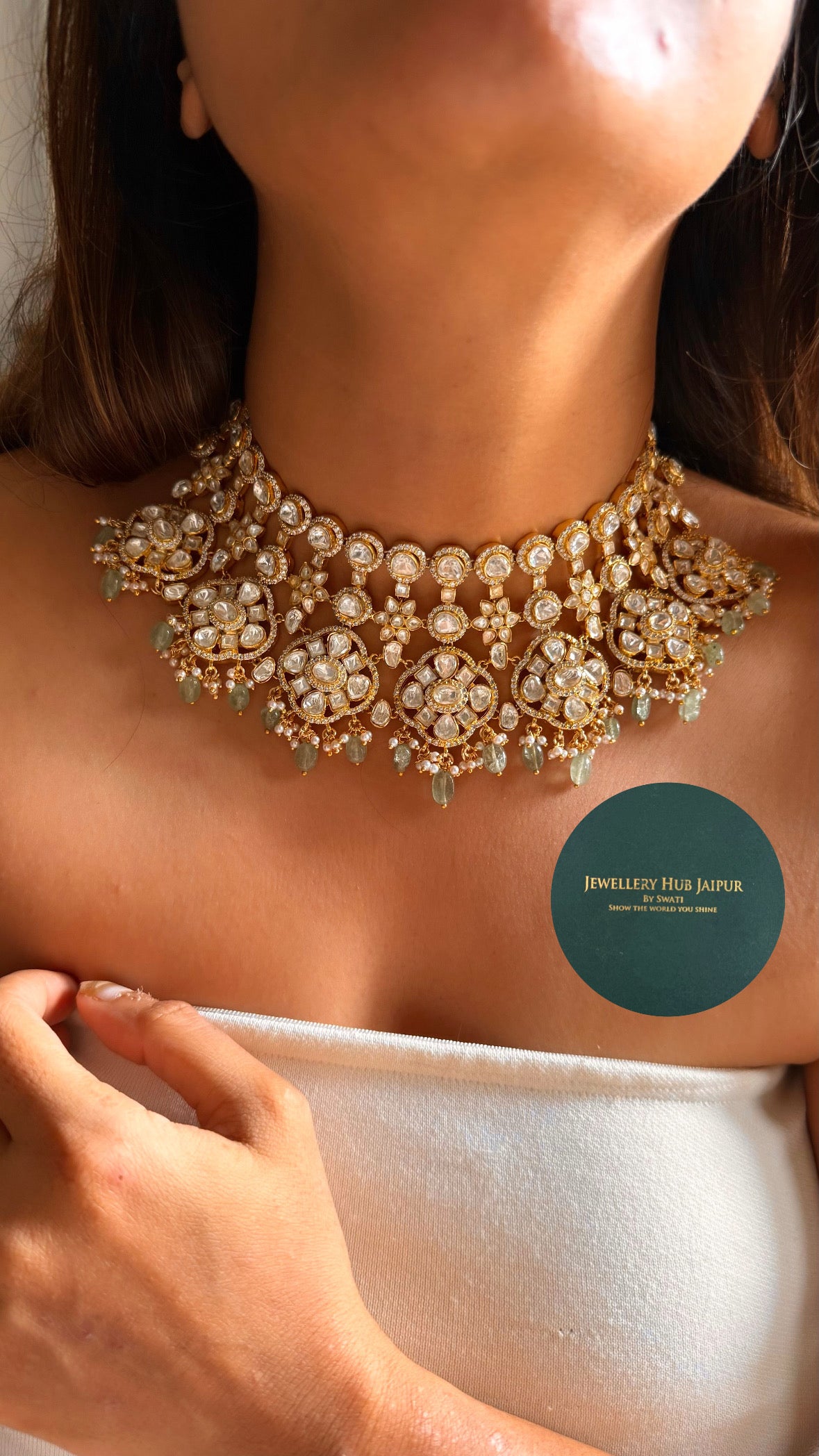 Real moissanite strawberry drop bridal necklace set