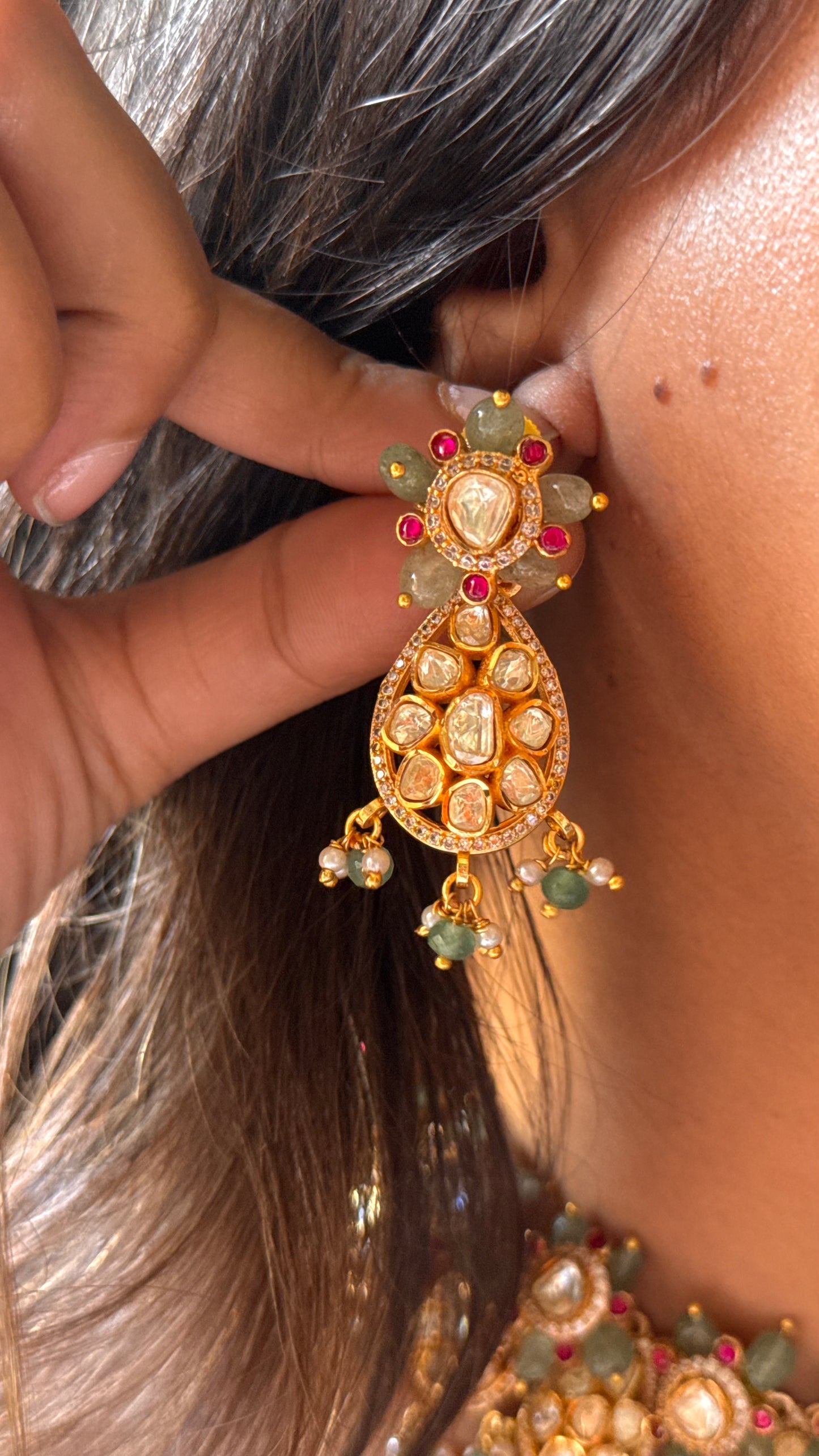 Real moissanite choker & long necklace combo