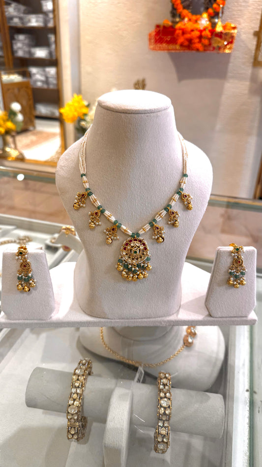 Heritage polki minimalist necklace set