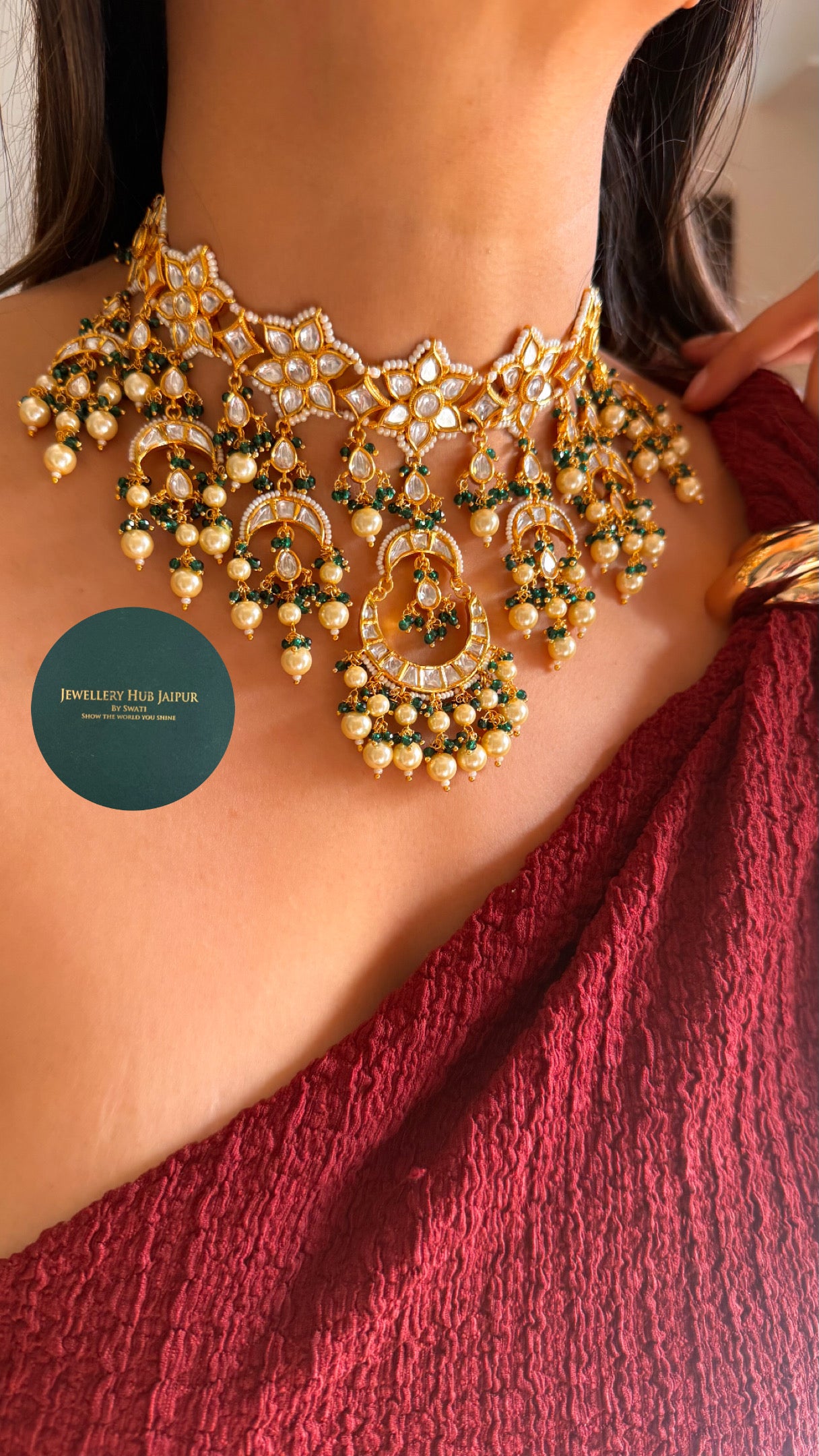 Heritage Chandbali floral pearl choker