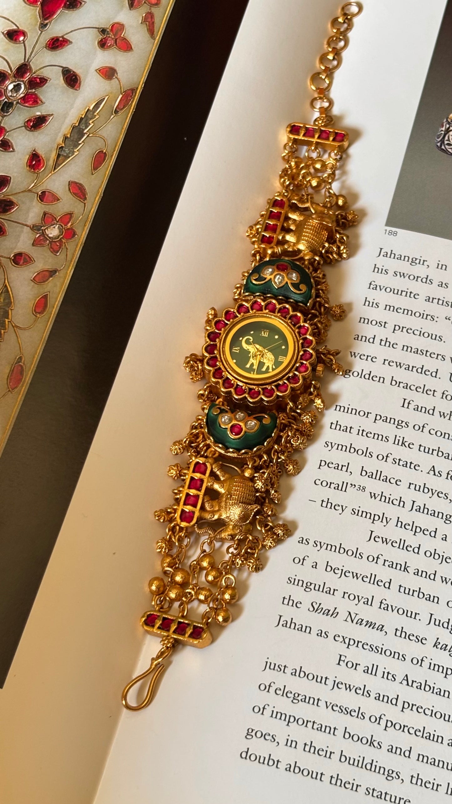 Paachi Kundan peacock nakashi emerald dial rajwada Watch