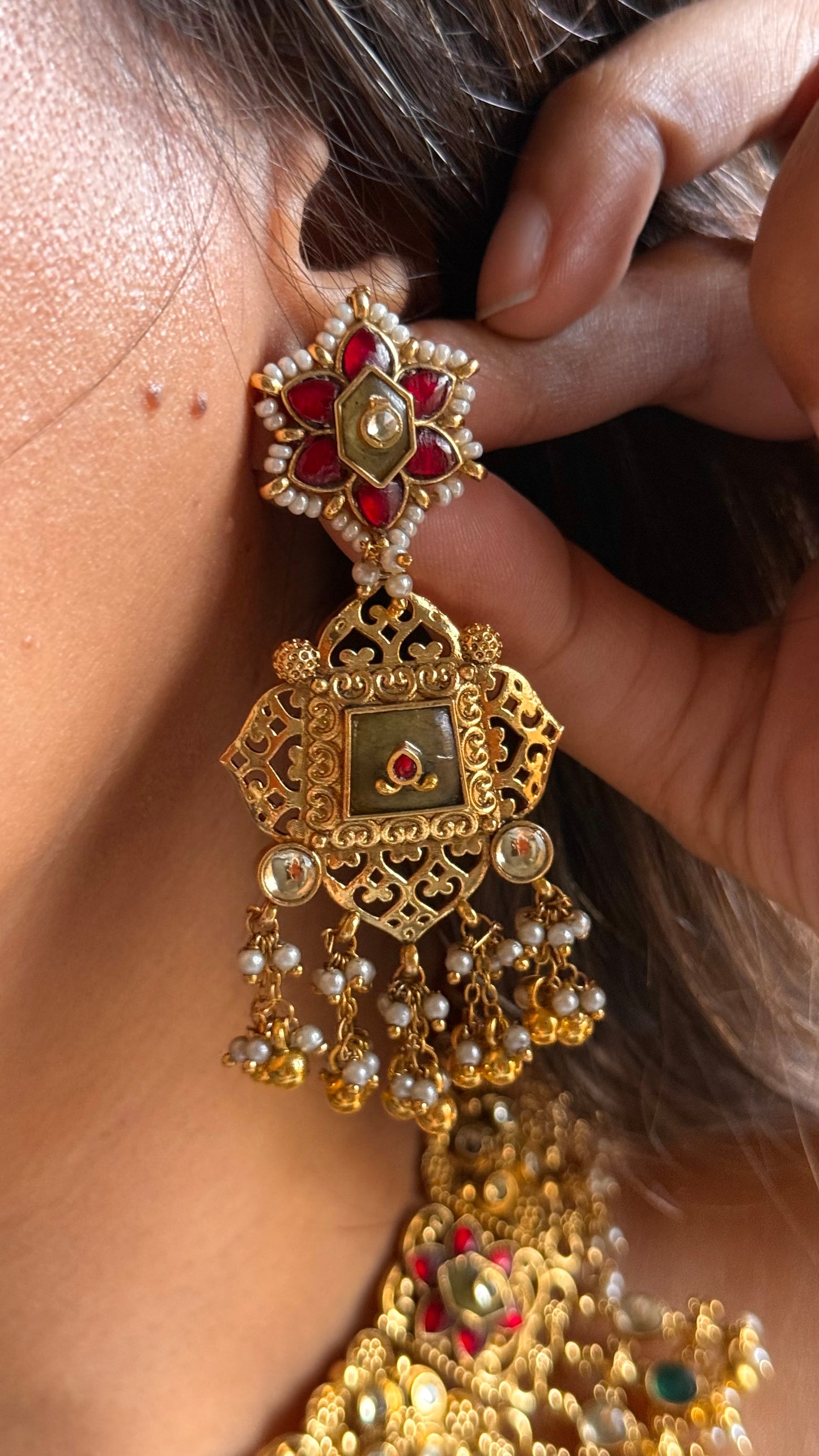 Bridal asia rajawada handmade jadau Necklace