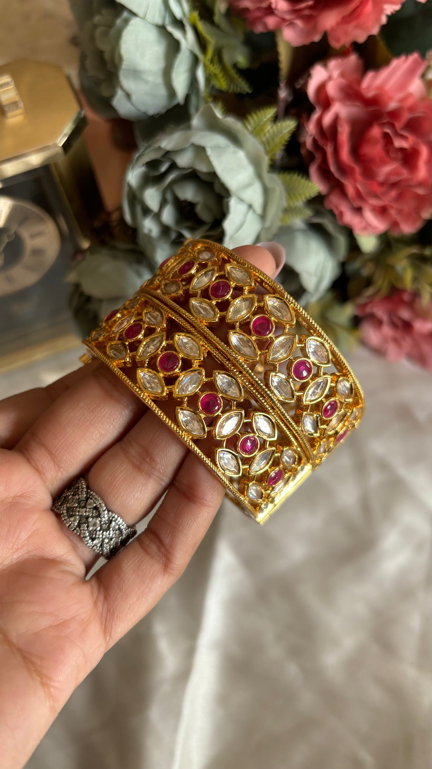 Ruby moissante polki bangles