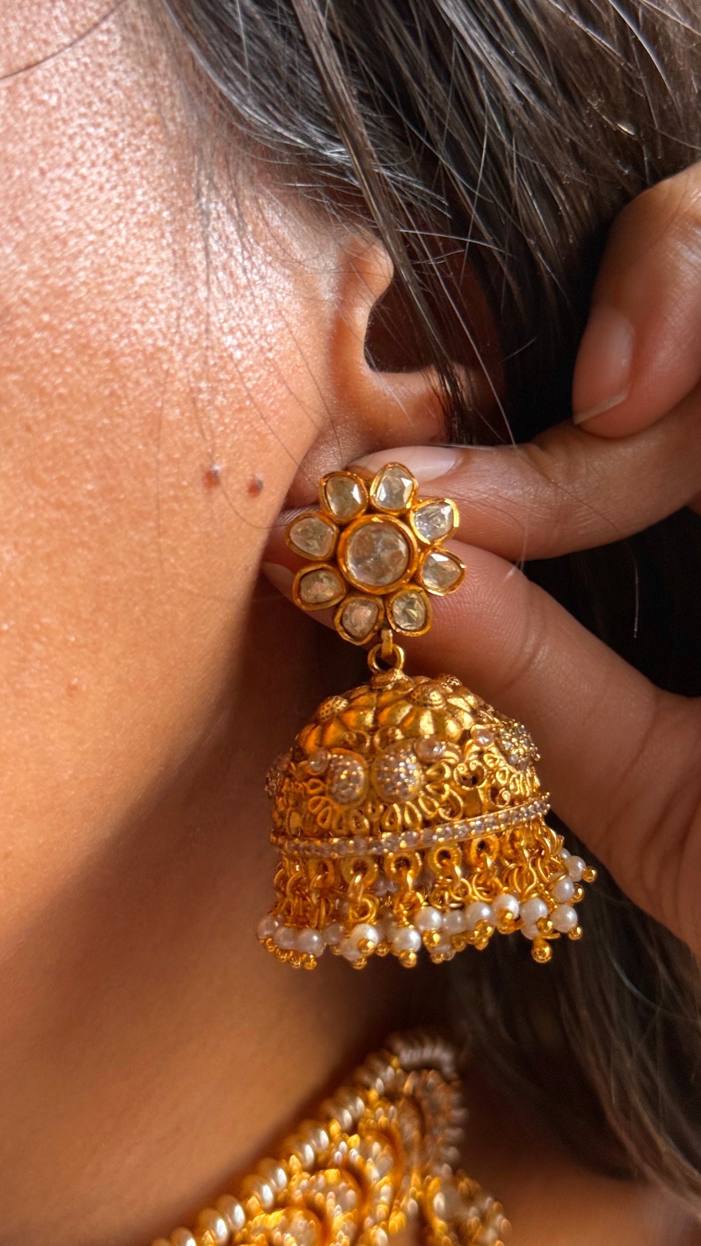 Real moissanite kundan gold polish heritage choker