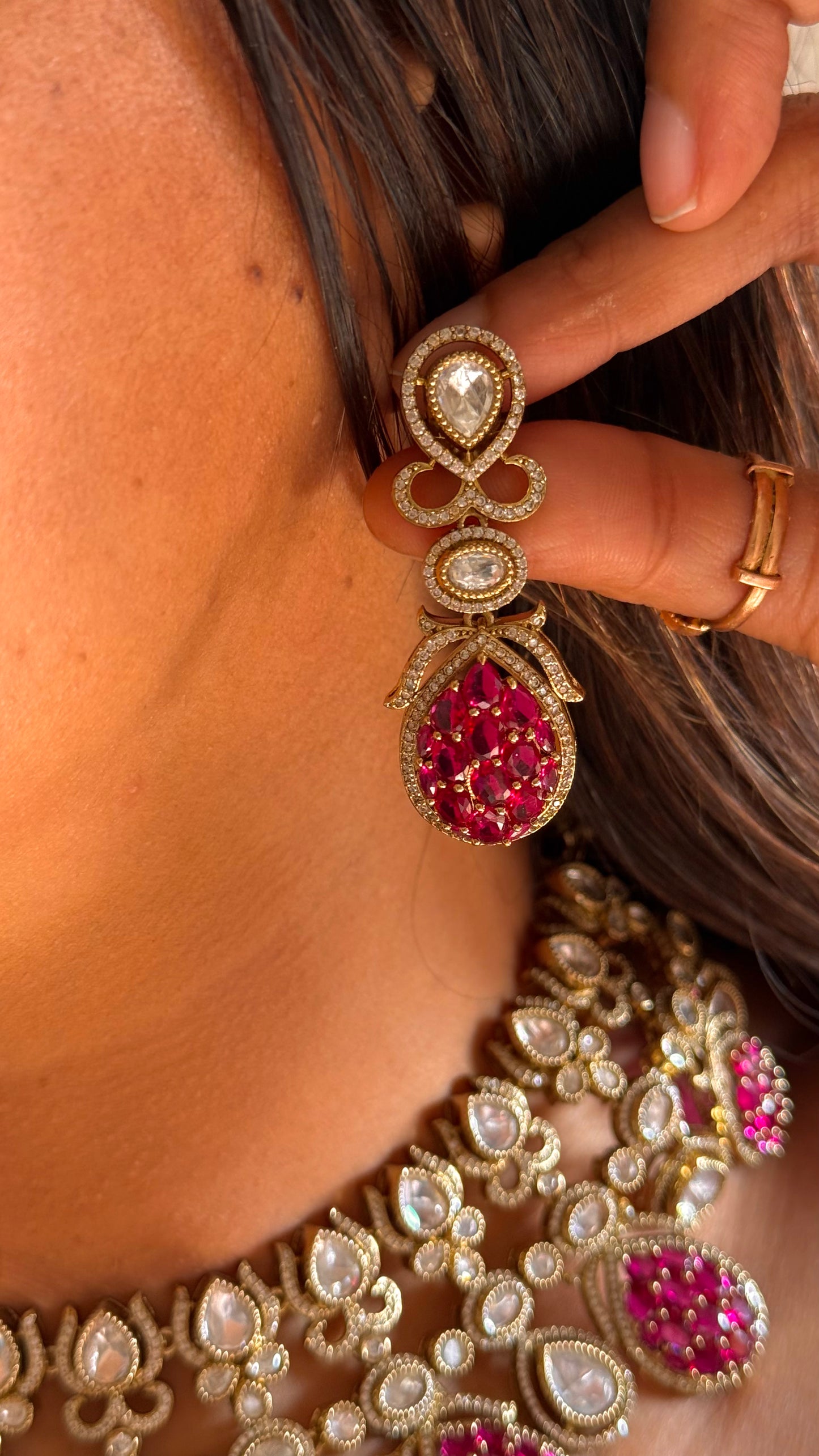 Ruby takkar moissanite victorian collar necklace