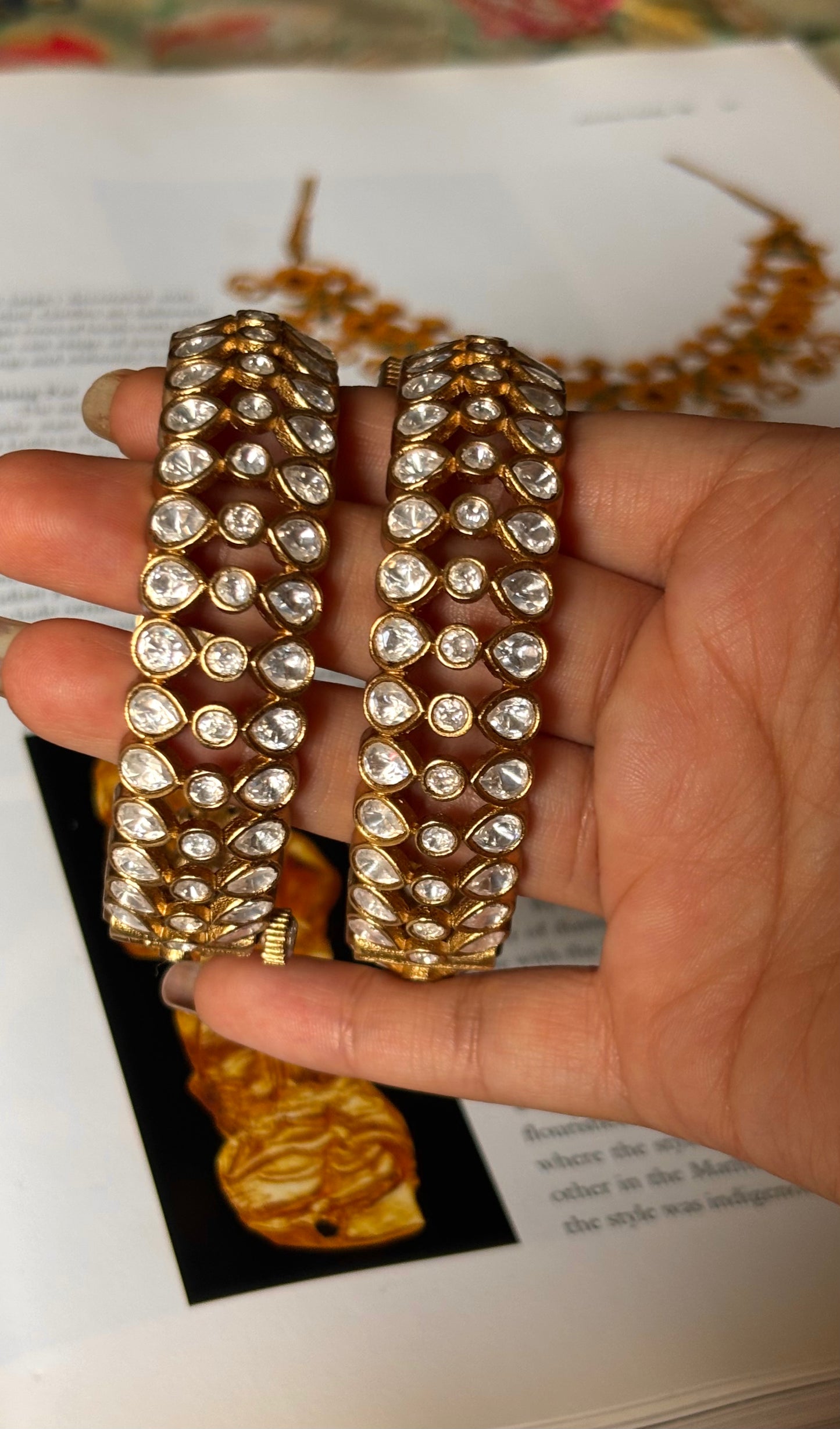 Moissanite polki victorian openable Bangles