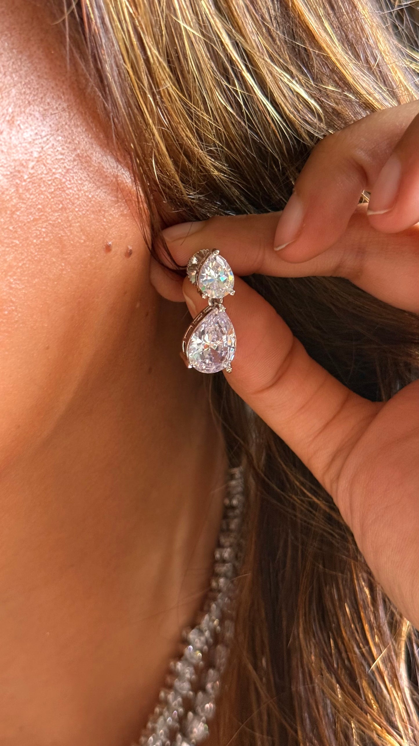 Dual line cz diamond necklace
