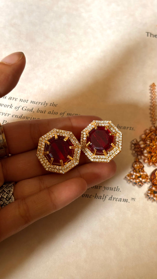 Ruby doublet moissanite Studs